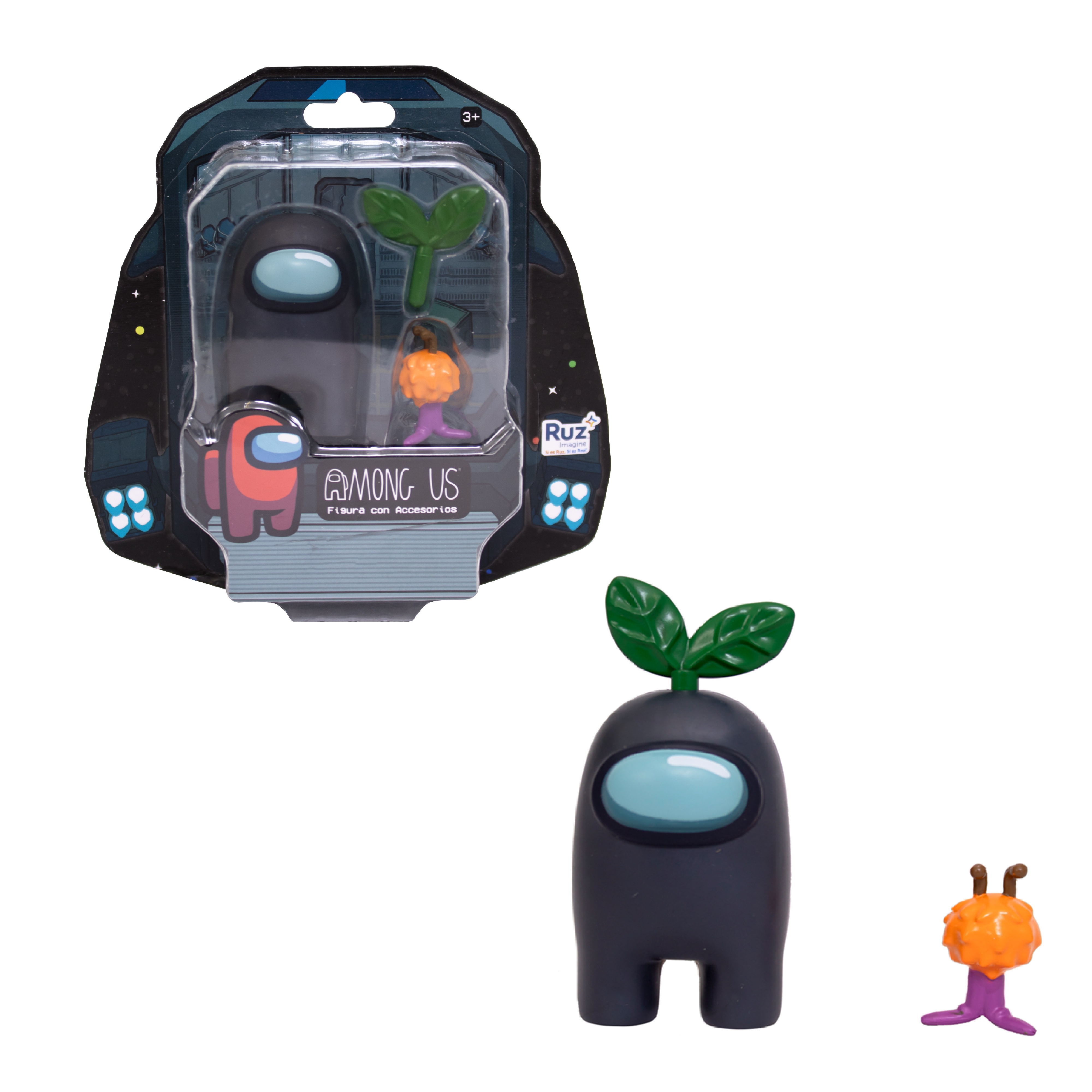 Mini Figura Ruz Among Us (tripulante Negro Con Accesorios 6cm)