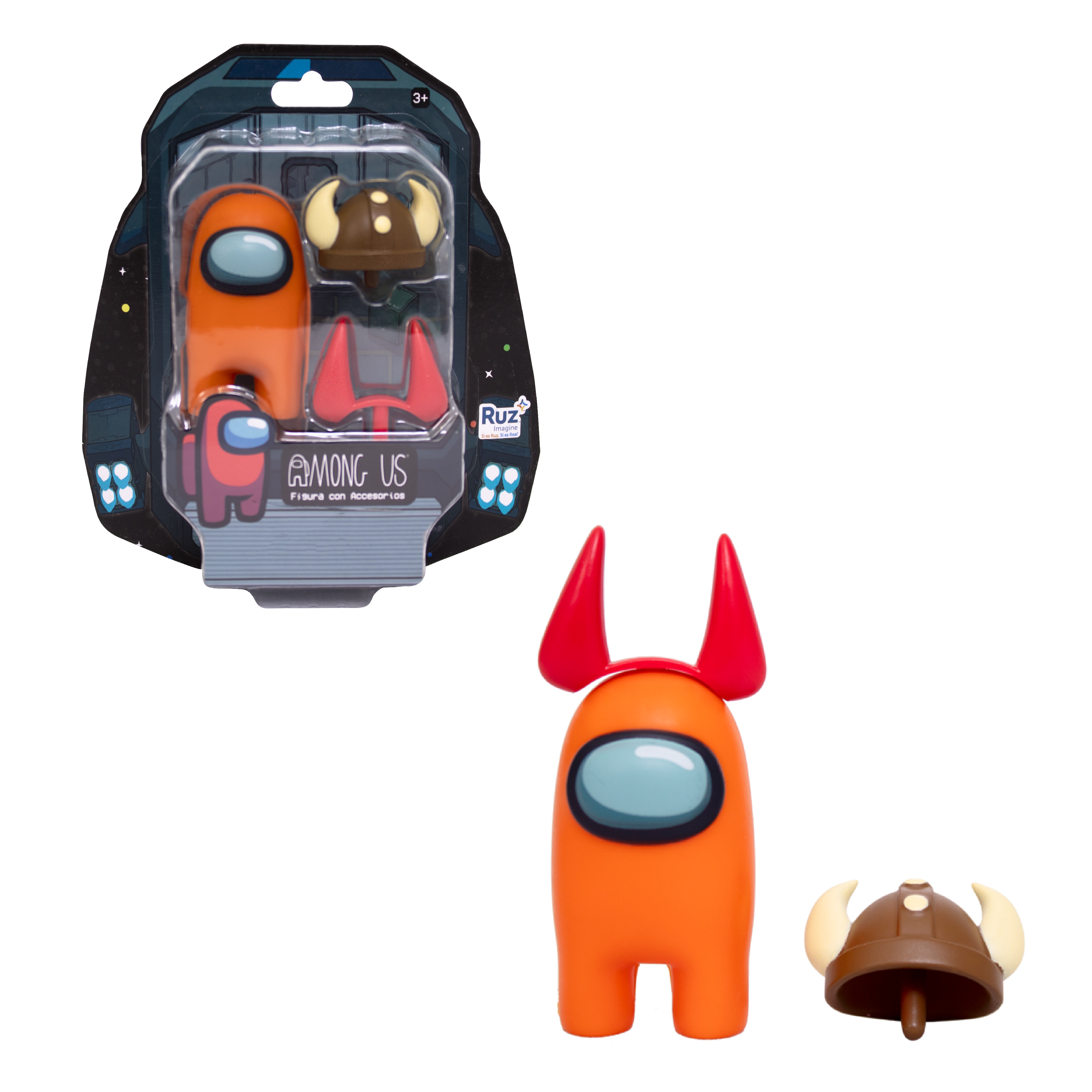 Foto 2 pulgar | Mini Figura Ruz Among Us (tripulante Naranja Con Accesorios 6cm)