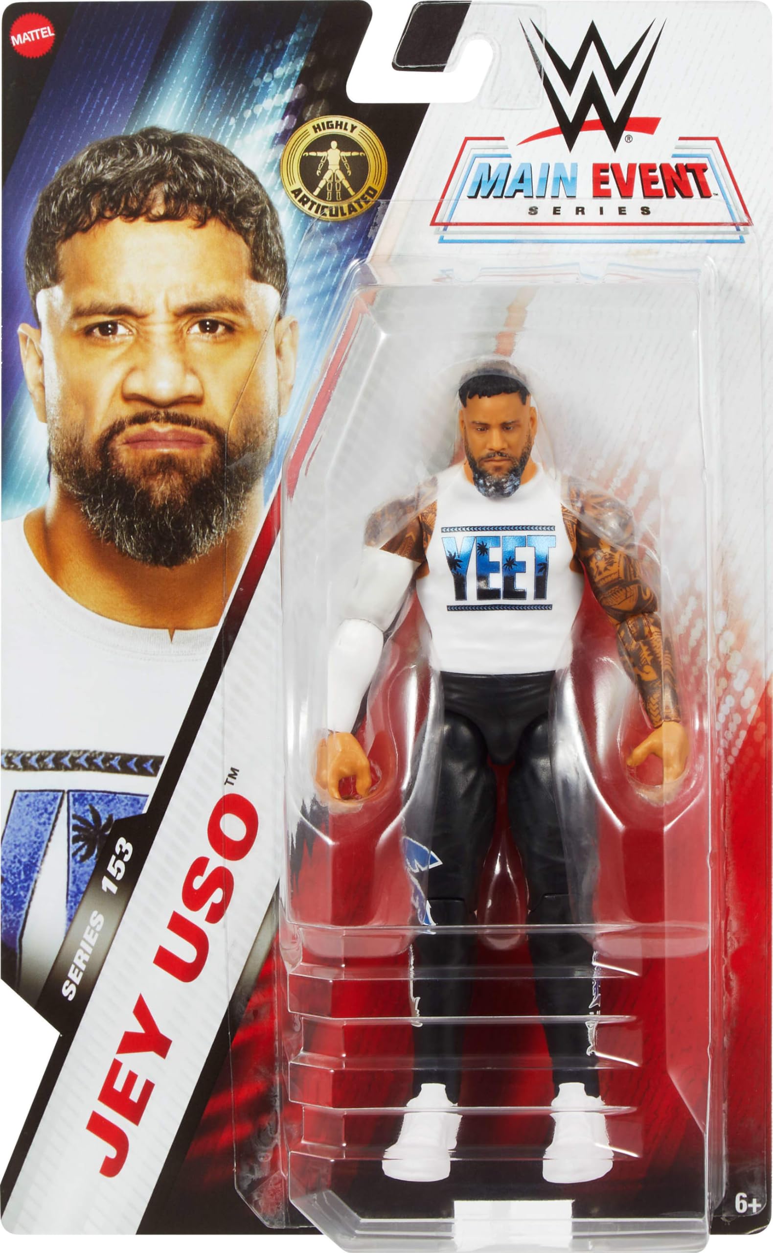 Foto 3 pulgar | Figura De Acción Mattel Wwe Jey Uso Main Event Series #153 - Venta Internacional.