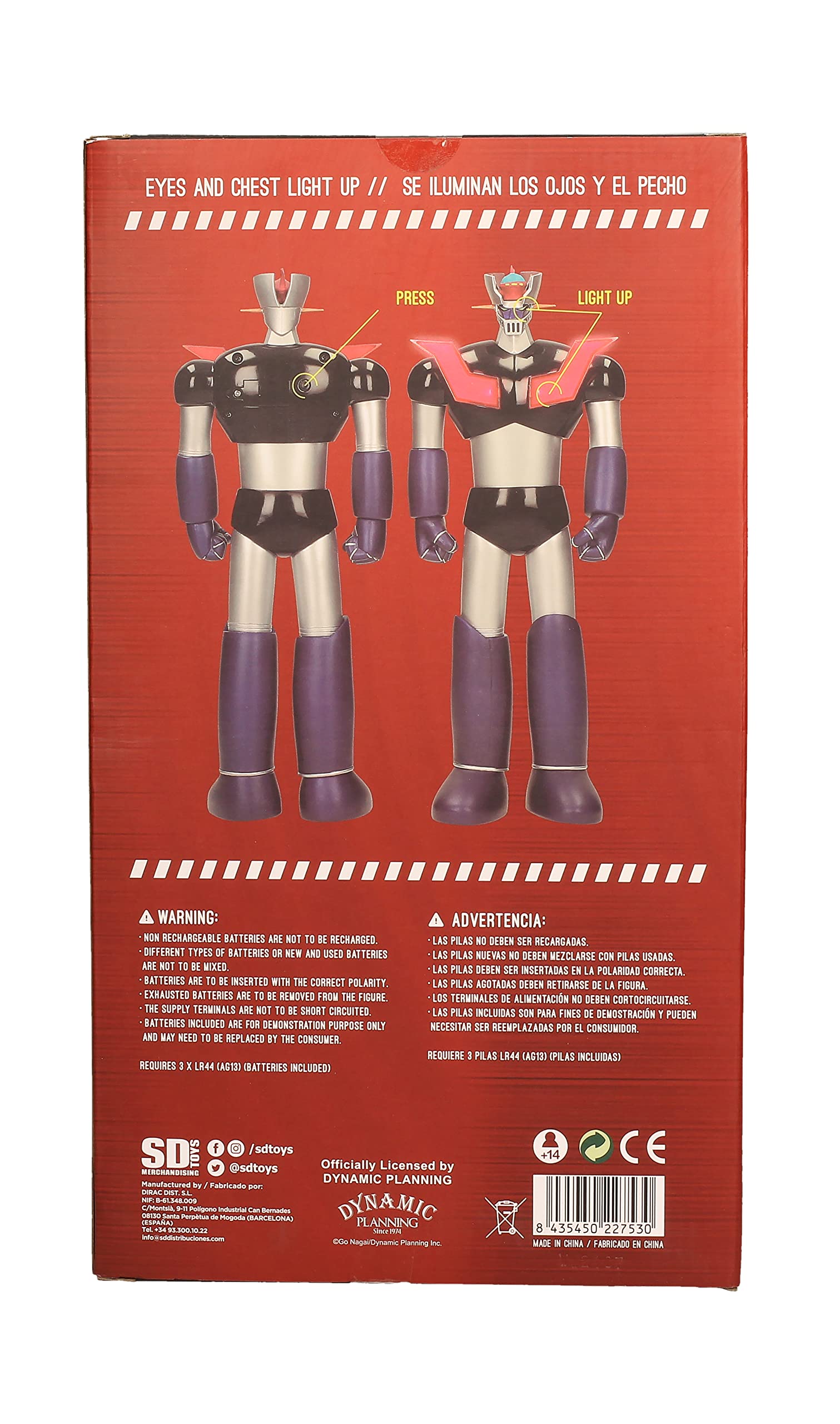 Foto 6 pulgar | Figura Sd Toys Mazinger Z Con Luz De 30 Cm De Altura - Venta Internacional.