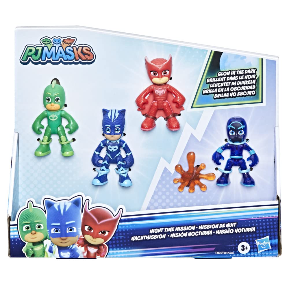 Foto 4 pulgar | Set De Figuras De Acción Pj Masks Night Time Mission Que Brillan En La Oscuridad - Venta Internacional.