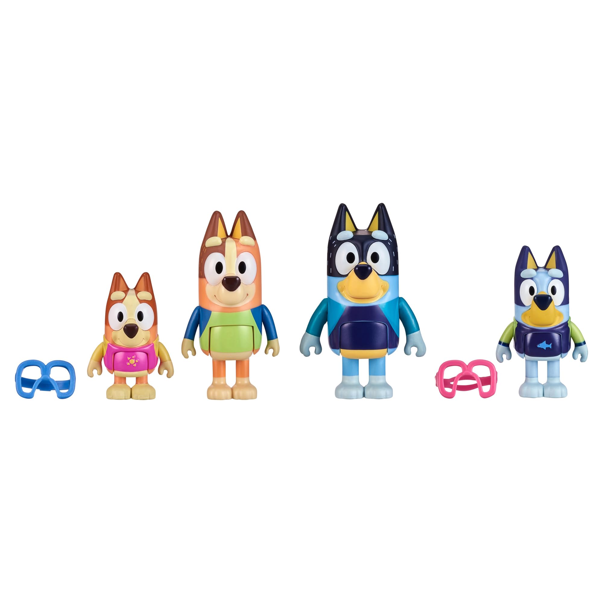 Paquete De 4 Figuras Bluey Family Beach Day Con Bingo, Bandit Y Chilli - Venta Internacional.