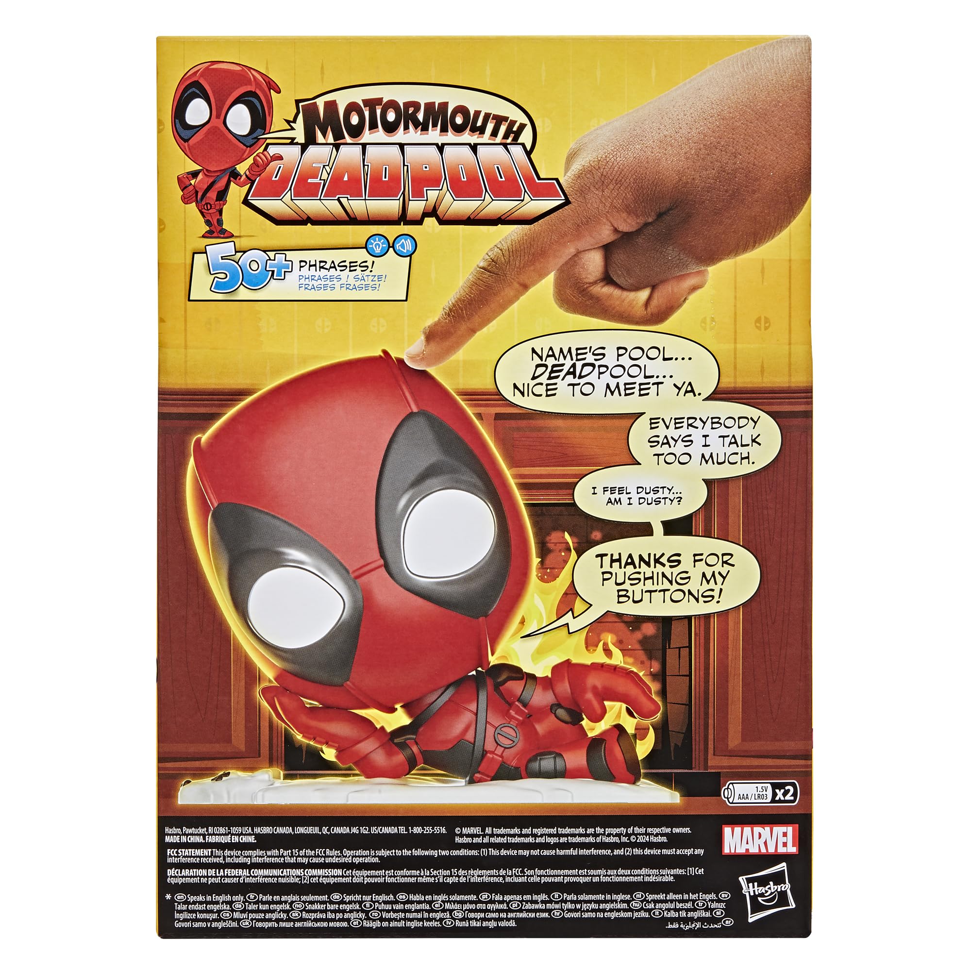 Foto 6 pulgar | Juguete Parlante Marvel Motormouth Deadpool De 15 Cm Con Luces Para Niños - Venta Internacional.