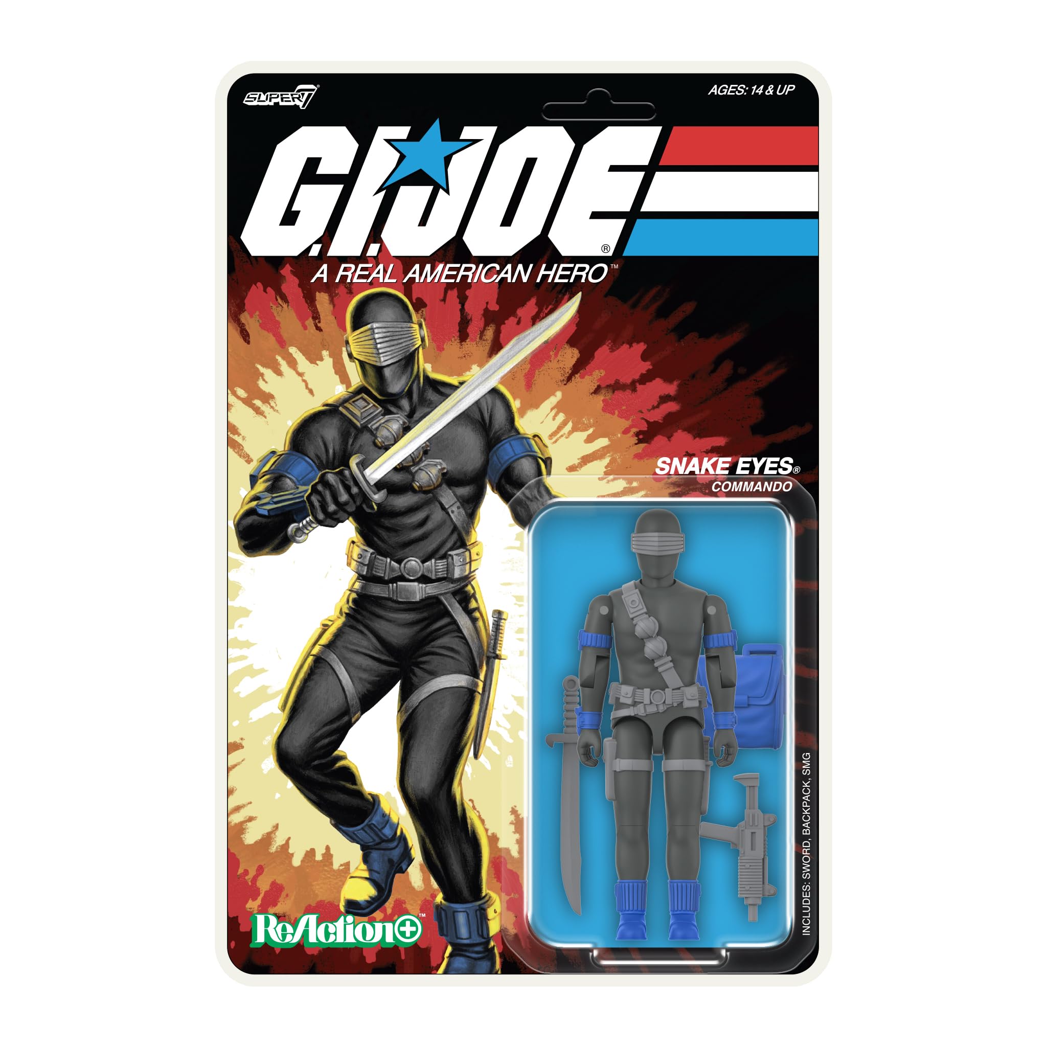 Foto 3 pulgar | Figura De Acción Super7 Reaction+ G.i. Joe Snake Eyes 9,5 Cm - Venta Internacional.