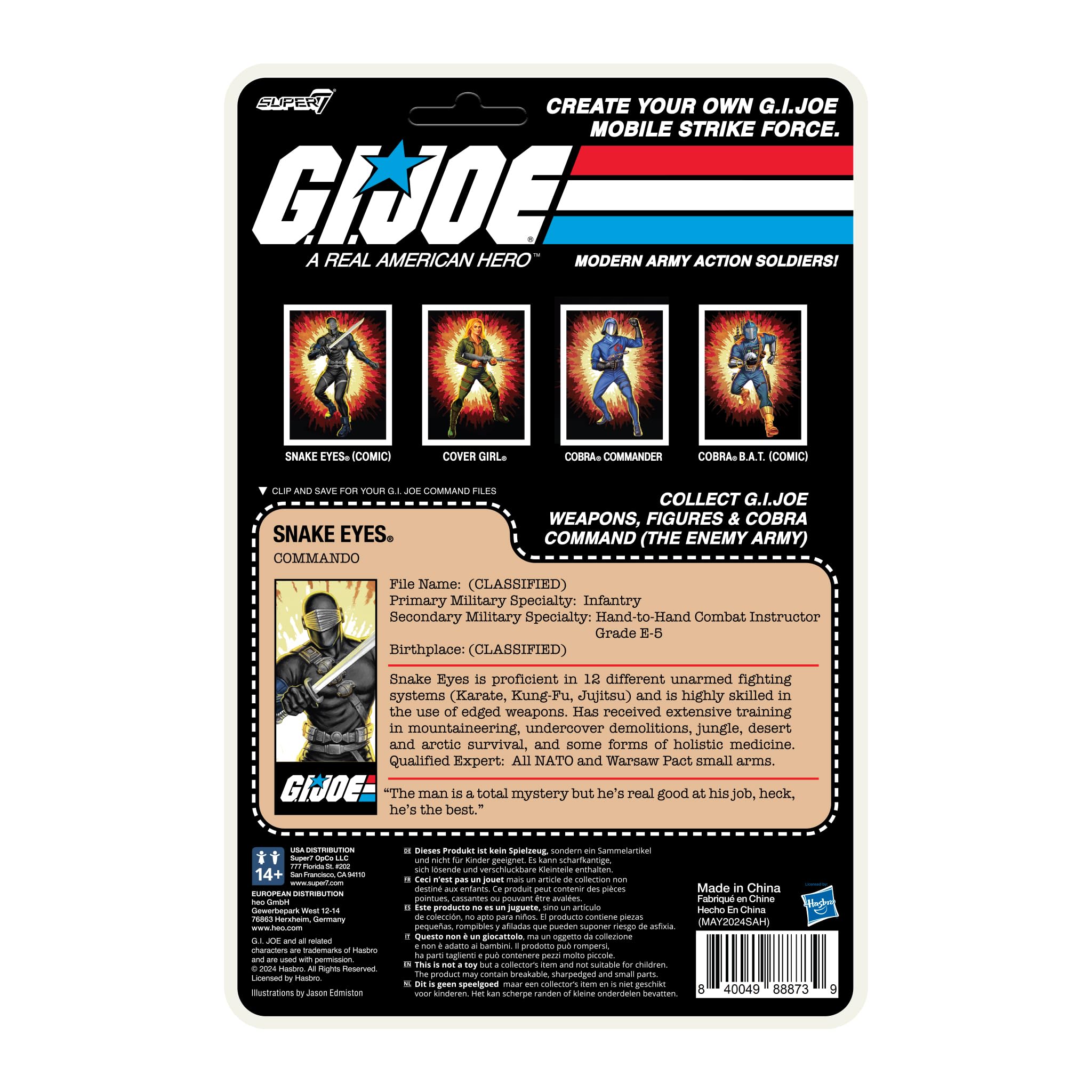 Foto 4 pulgar | Figura De Acción Super7 Reaction+ G.i. Joe Snake Eyes 9,5 Cm - Venta Internacional.