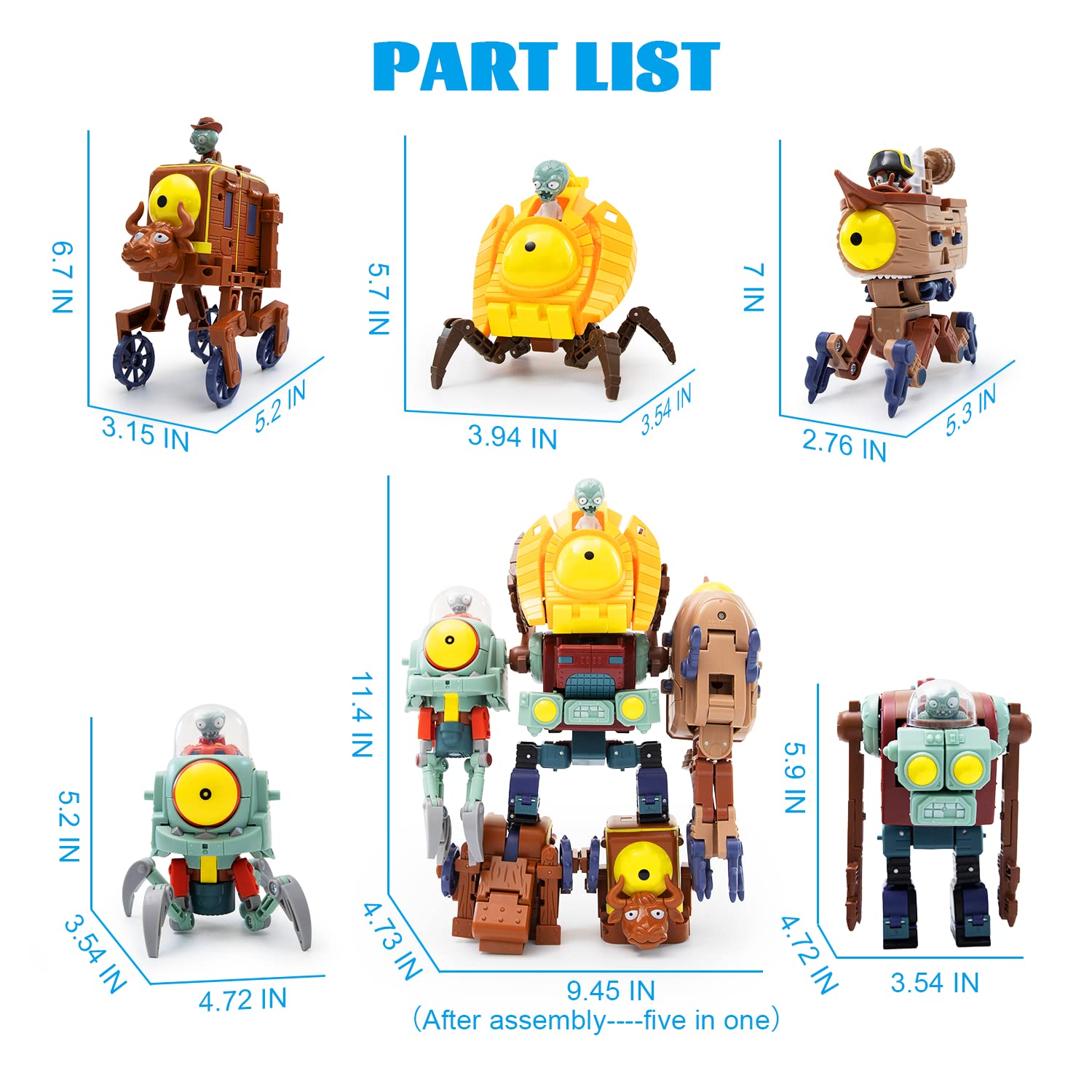 Foto 6 pulgar | Set De Figuras De Acción Maikerry Plants Vs.zombies Boss Robot - Venta Internacional.