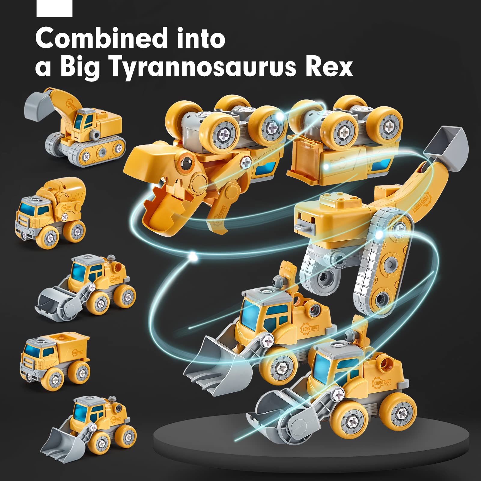 Foto 4 pulgar | Vehículo De Construcción Para Desarmar Dinosaurios, Robot, Juguete Para Niños De Más De 5 Años - Venta Internacional.