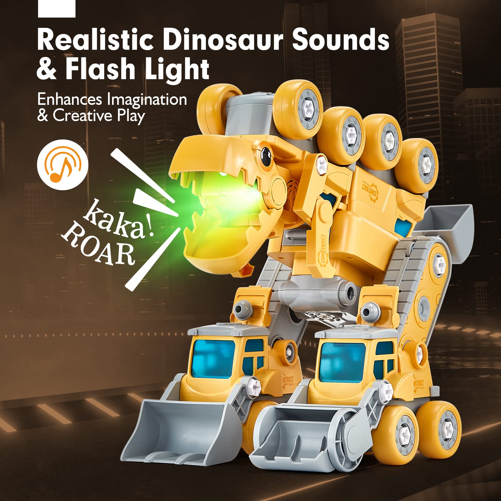 Foto 6 pulgar | Vehículo De Construcción Para Desarmar Dinosaurios, Robot, Juguete Para Niños De Más De 5 Años - Venta Internacional.