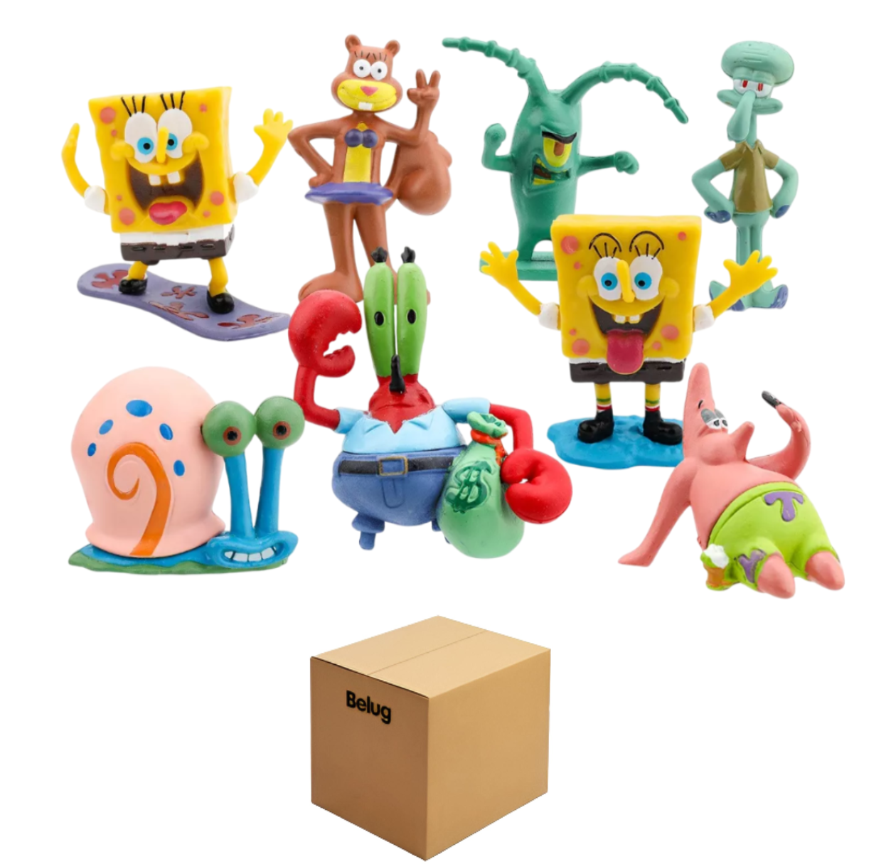Figuras De Juguete Para Niños Sponge Bob Colección 8 Piezas Belug Colores