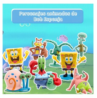 Foto 3 | Figuras De Juguete Para Niños Sponge Bob Colección 8 Piezas Belug Colores
