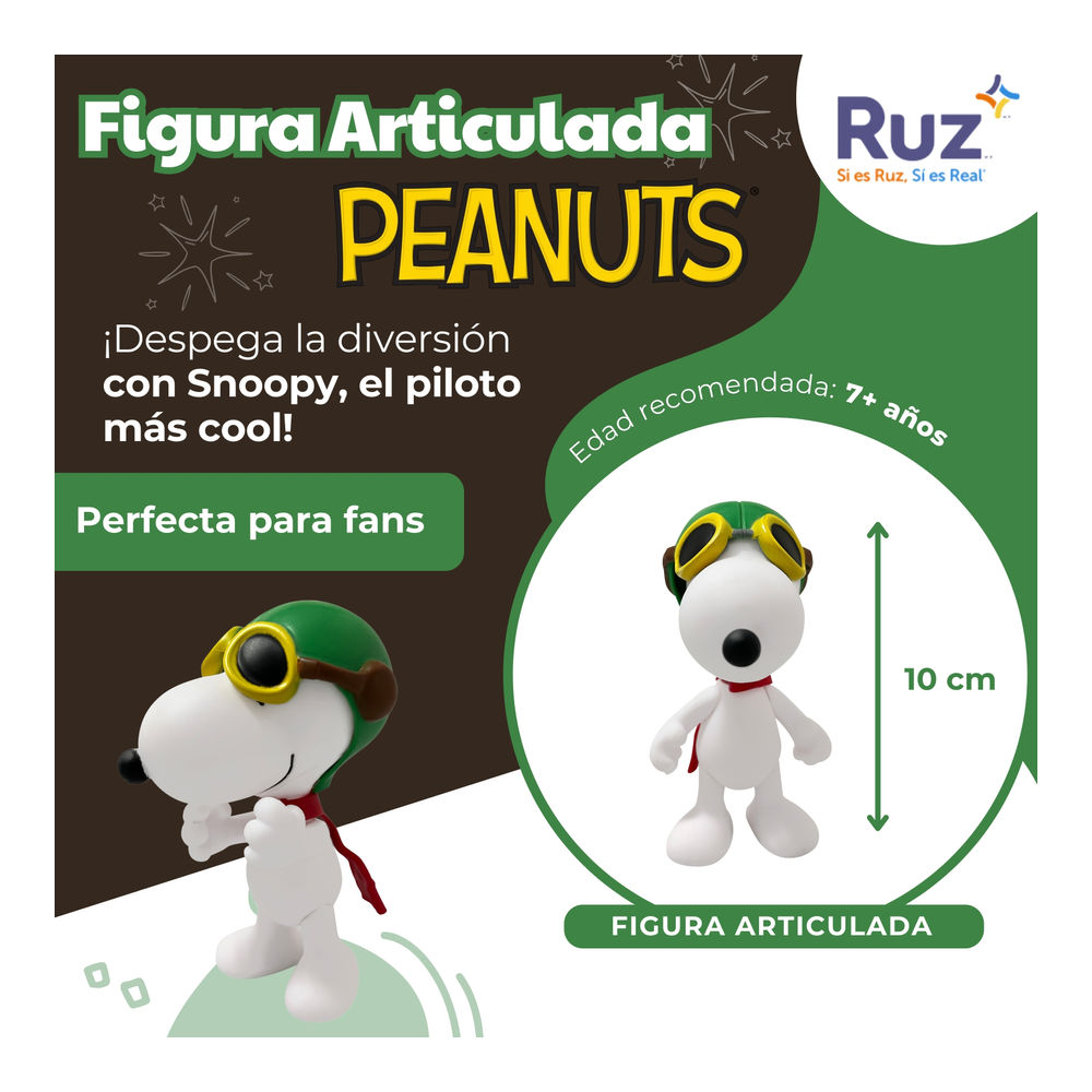 Foto 3 | Figura Articulada Ruz Peanuts (snoopy Aviador 10 Cm Blanco)