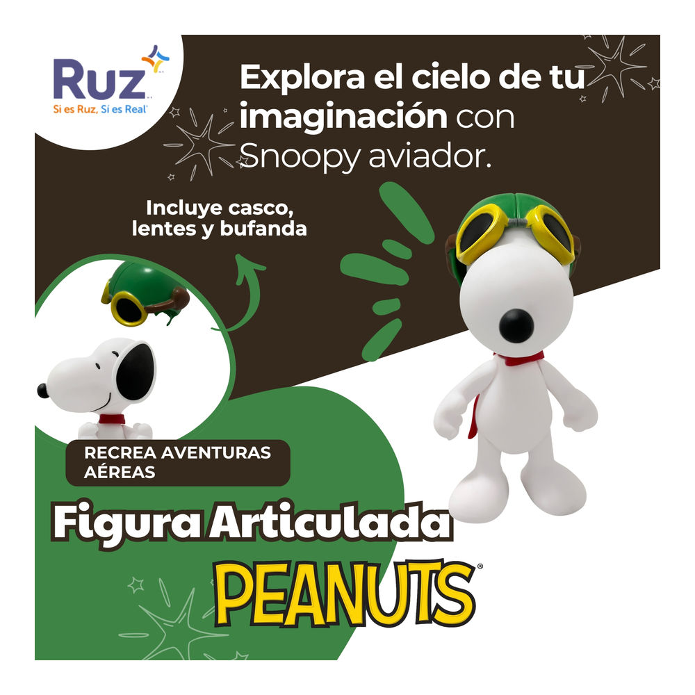 Foto 5 pulgar | Figura Articulada Ruz Peanuts (snoopy Aviador 10 Cm Blanco)