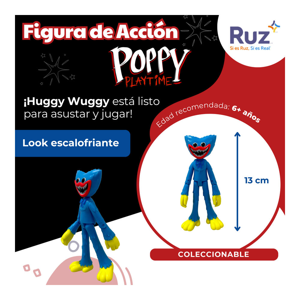 Foto 4 pulgar | Figura Articulada Ruz Poppy Playtime (huggy Wuggy 13 Cm Azul)