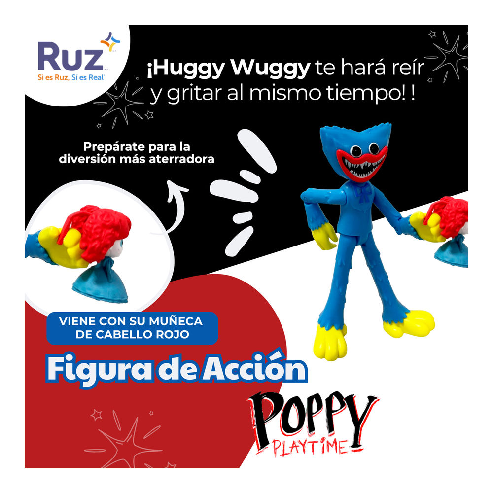 Foto 5 pulgar | Figura Articulada Ruz Poppy Playtime (huggy Wuggy 13 Cm Azul)