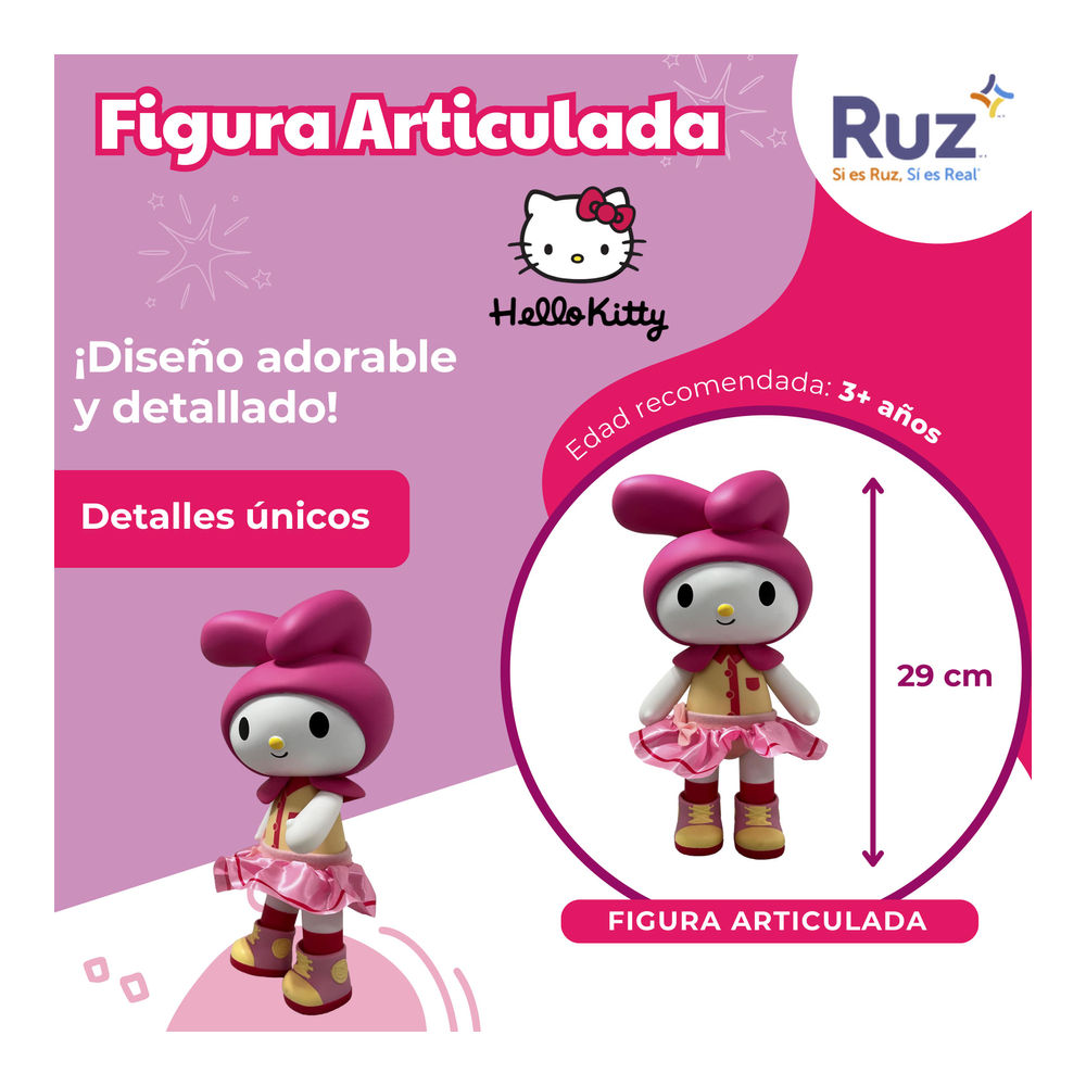 Foto 4 pulgar | Figura Articulada Ruz Hello Sanrio (my Melody 29 Cm Rosa)