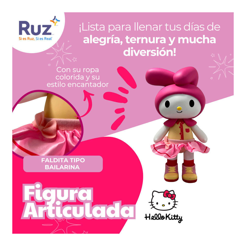 Foto 5 pulgar | Figura Articulada Ruz Hello Sanrio (my Melody 29 Cm Rosa)
