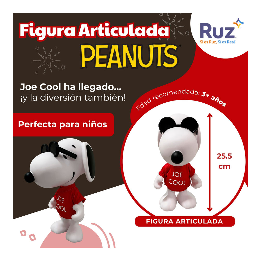 Foto 4 pulgar | Figura Articulada Ruz Peanuts (snoopy Joe Cool 25 Cm Blanco)