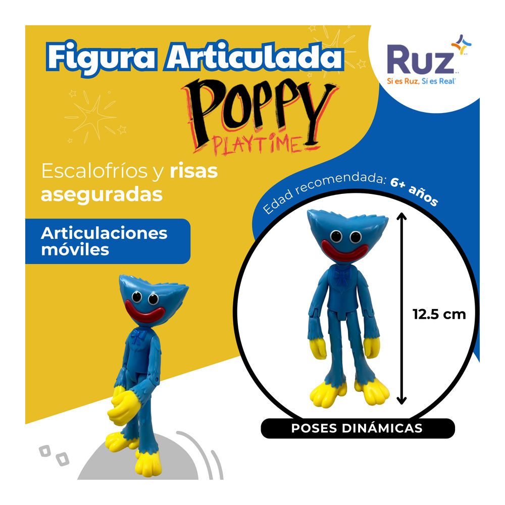 Foto 4 pulgar | Figura Articulada Ruz Poppy Playtime (huggy Wuggy Smiling 12 Cm Azul)