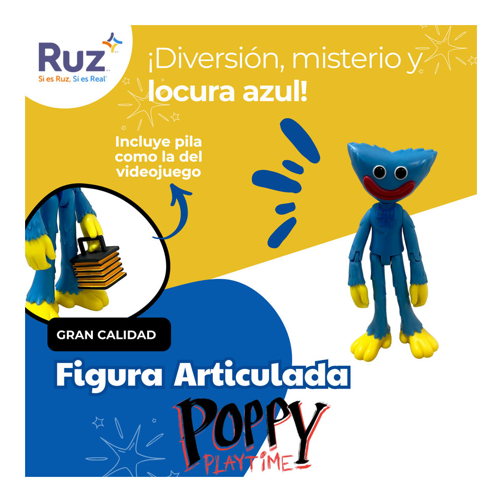 Foto 5 pulgar | Figura Articulada Ruz Poppy Playtime (huggy Wuggy Smiling 12 Cm Azul)