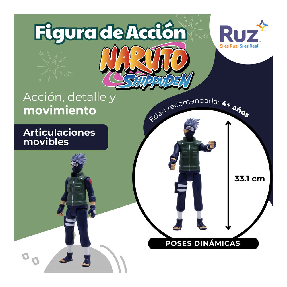 Foto 3 | Figura De Acción Ruz Naruto Shippuden Kakashi Verde 33 Cm Verde