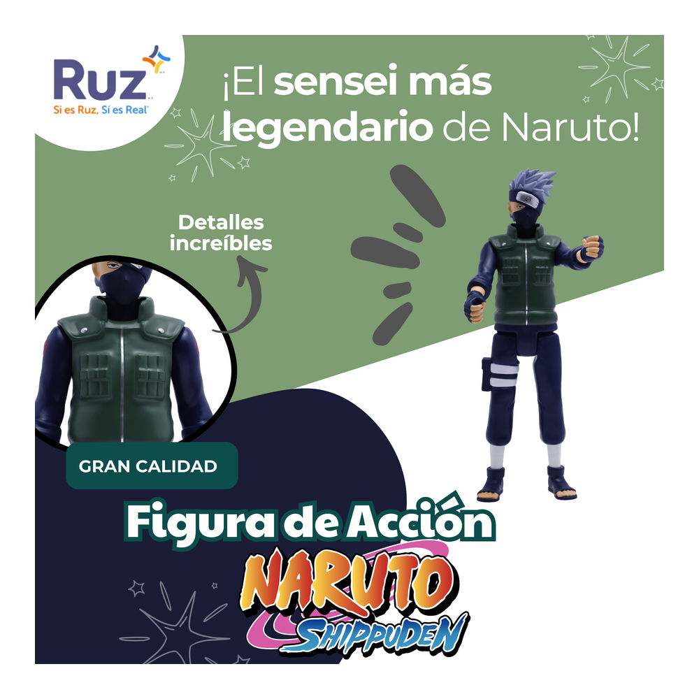 Foto 5 pulgar | Figura De Acción Ruz Naruto Shippuden Kakashi Verde 33 Cm Verde