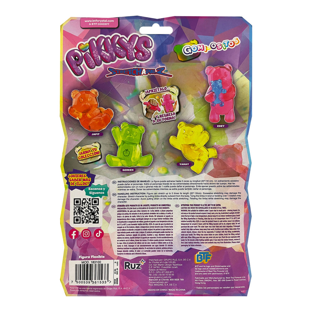 Foto 3 pulgar | Figura Estirable Ruz Pikkys Gomi-ositos (edey 12 Cm Rosa)