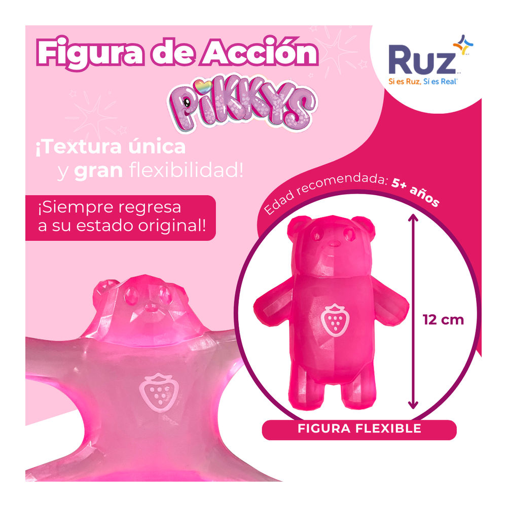 Foto 4 pulgar | Figura Estirable Ruz Pikkys Gomi-ositos (edey 12 Cm Rosa)