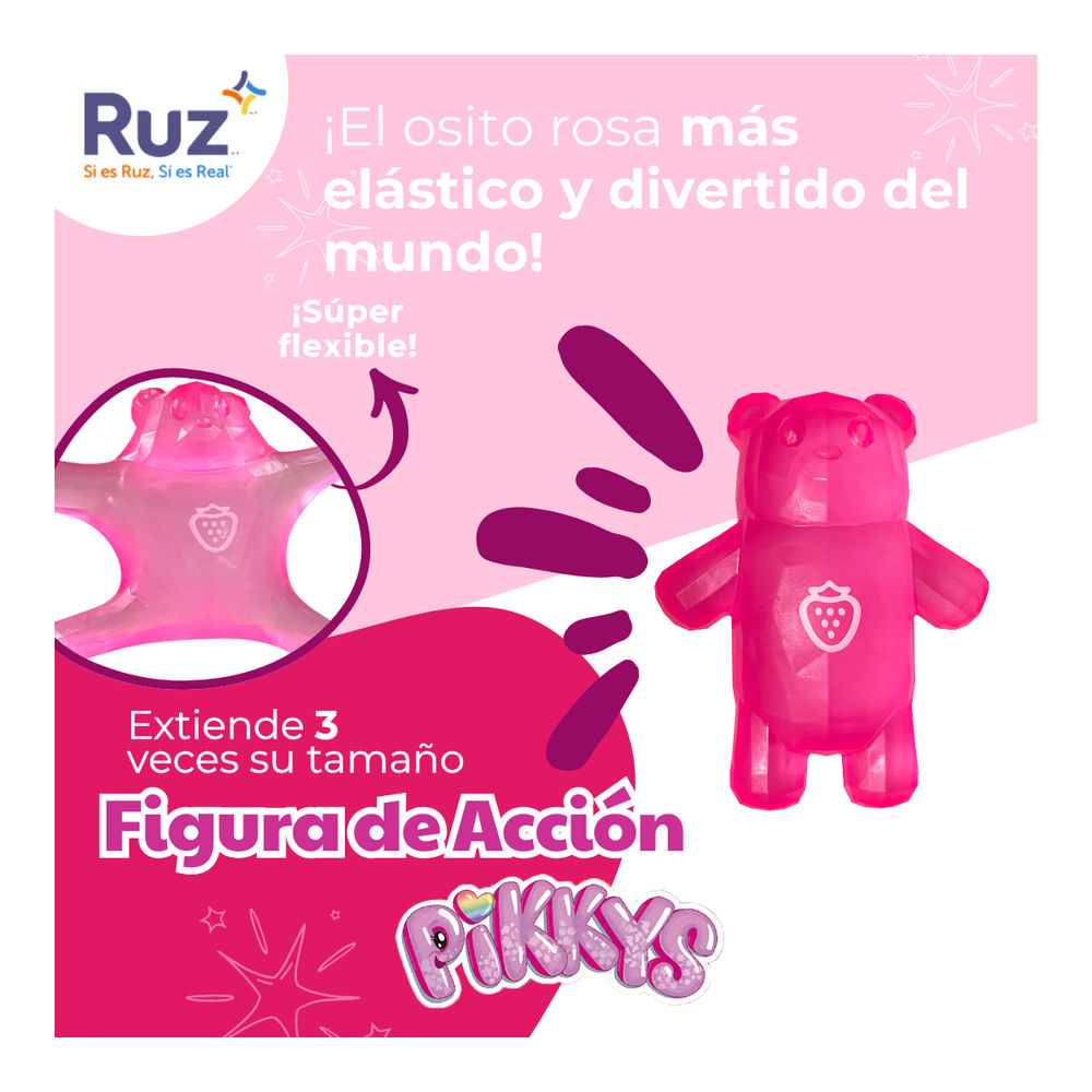 Foto 5 pulgar | Figura Estirable Ruz Pikkys Gomi-ositos (edey 12 Cm Rosa)