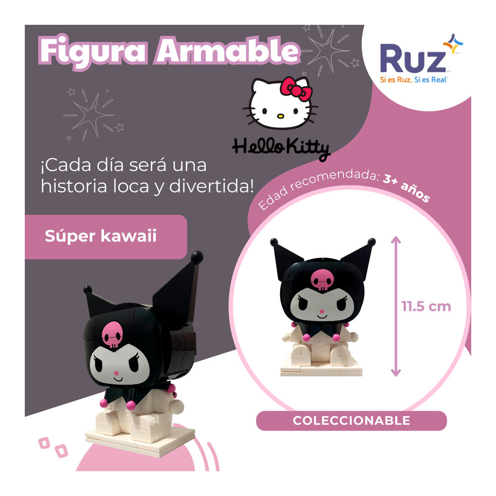 Foto 3 | Figura Armable Ruz Sanrio Kuromi 11 Cm Blanco