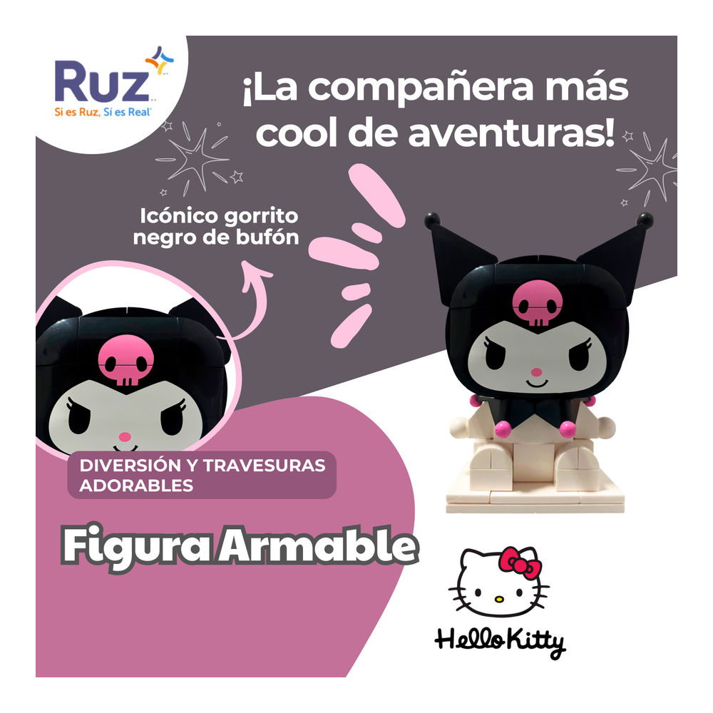 Foto 5 pulgar | Figura Armable Ruz Sanrio Kuromi 11 Cm Blanco