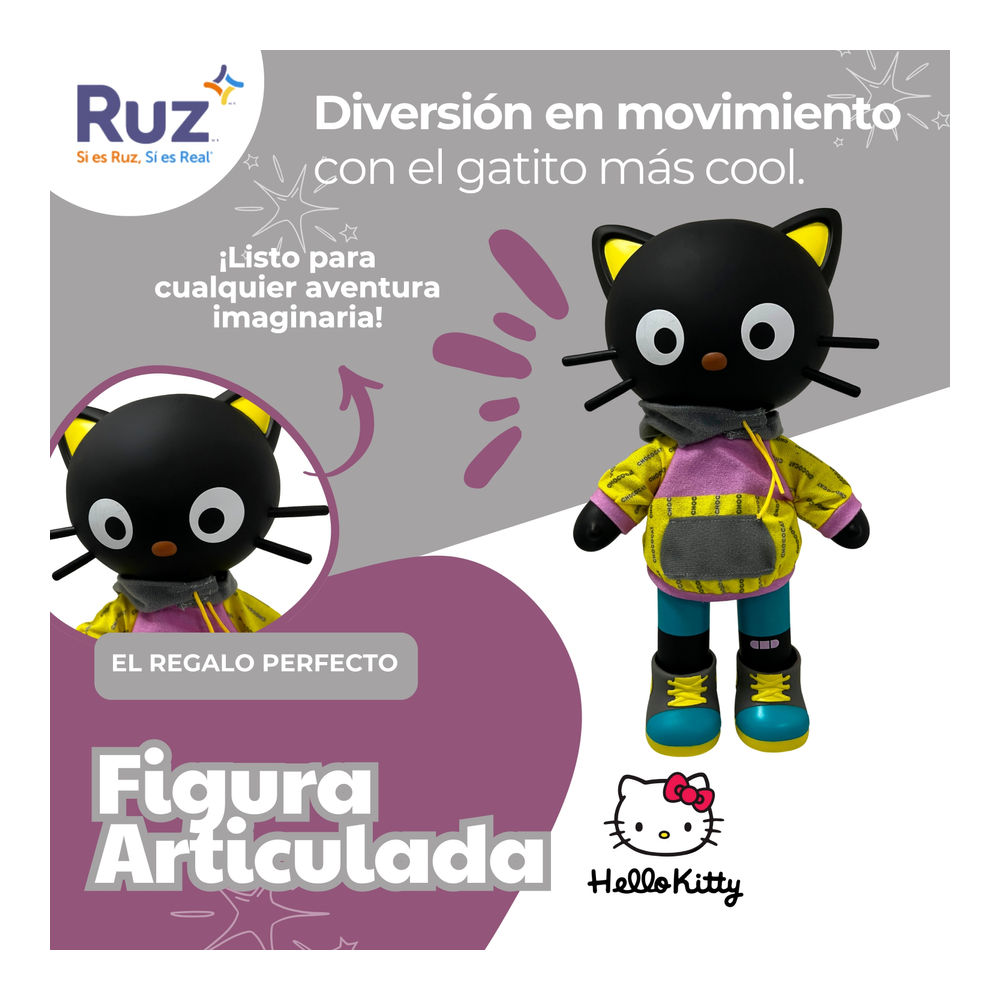 Foto 5 pulgar | Figura Articulada Ruz Hello Sanrio (chococat 28 Cm Negro)