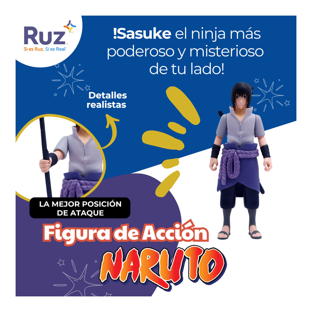 Foto 5 pulgar | Figura De Acción Ruz Naruto Shippuden Sasuke 30 Cm Morado
