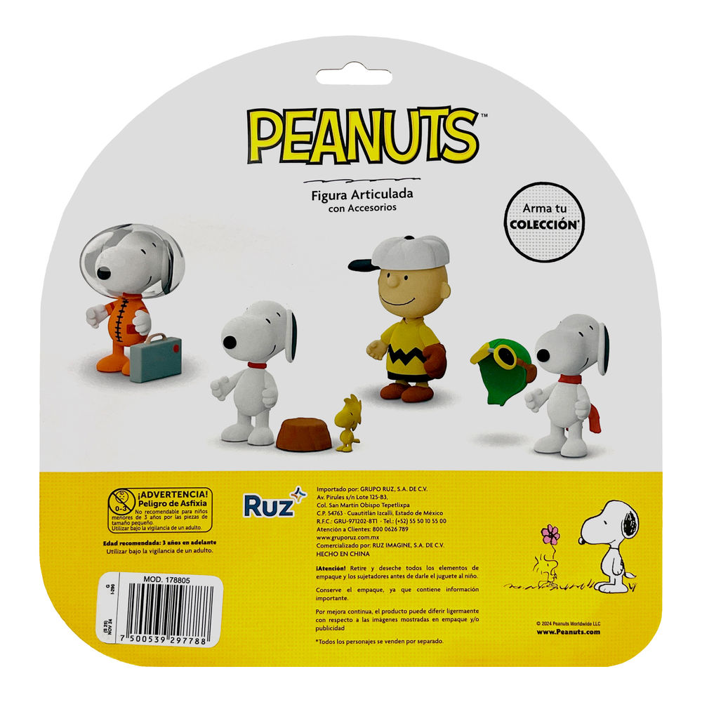 Foto 2 | Figura Articulada Ruz Peanuts (snoopy Astronauta 10 Cm Naranja)