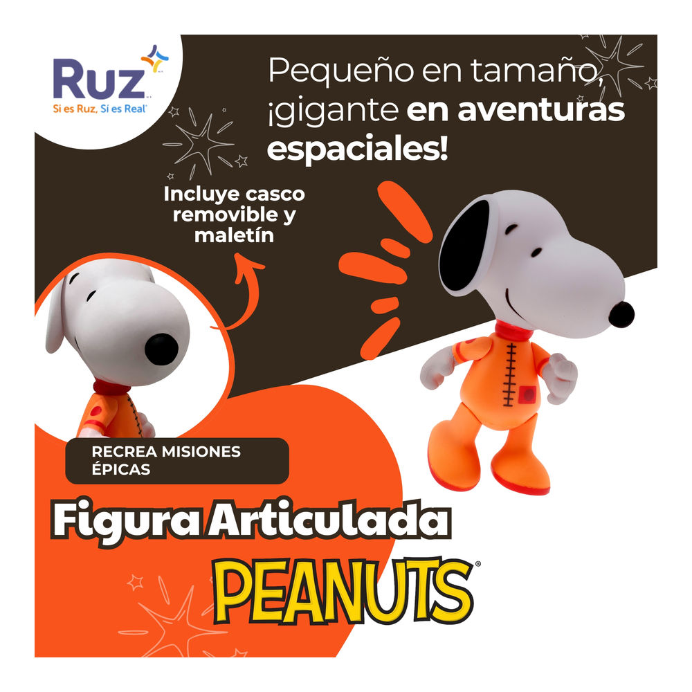 Foto 5 pulgar | Figura Articulada Ruz Peanuts (snoopy Astronauta 10 Cm Naranja)