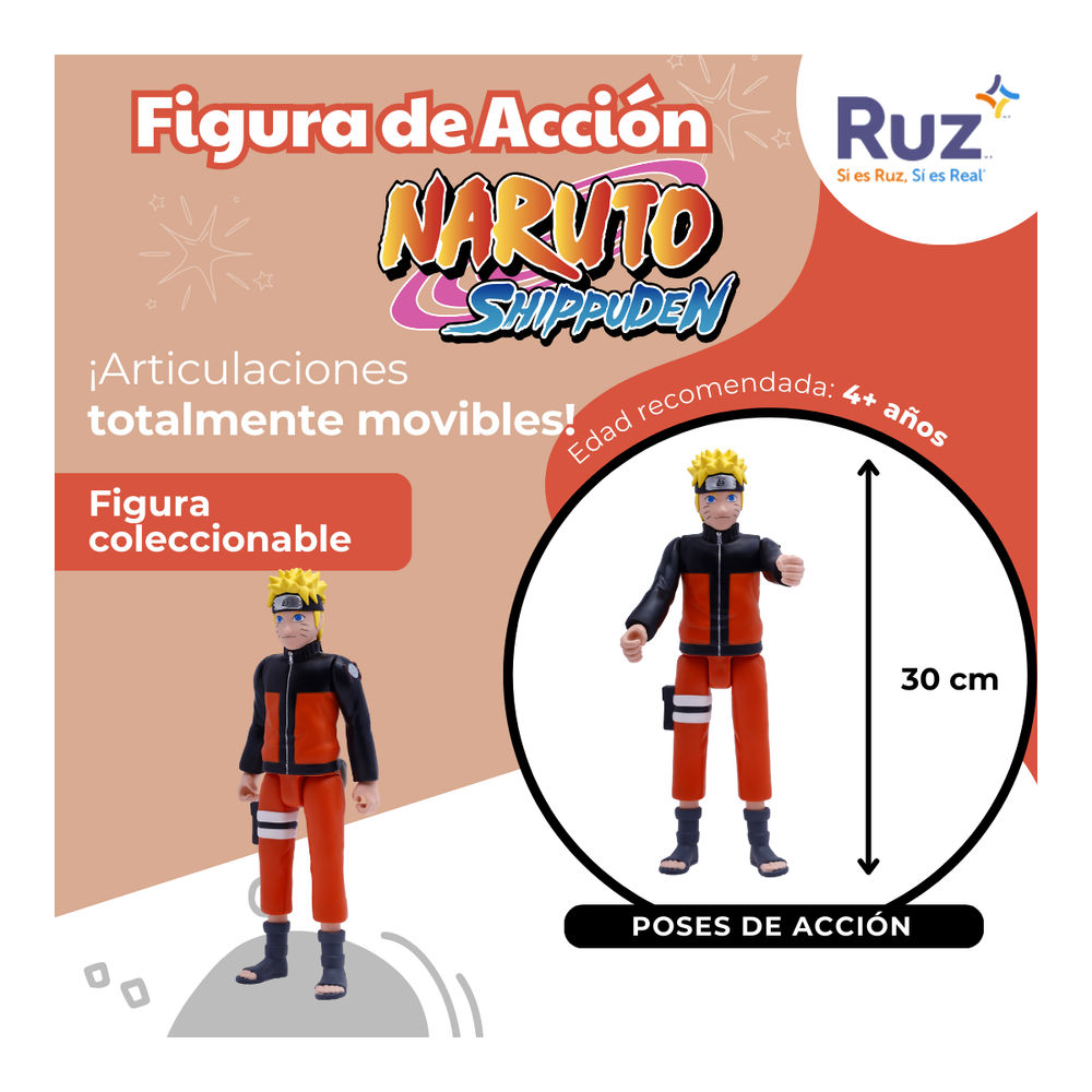 Foto 4 pulgar | Figura De Acción Ruz Naruto Shippuden Naruto 30 Cm Naranja