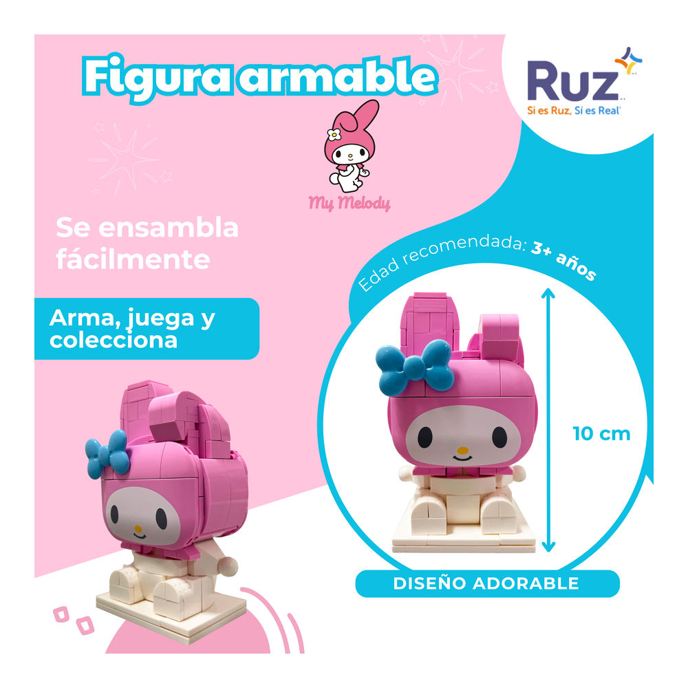 Foto 4 pulgar | Figura Armable Ruz Sanrio (melody 10 Cm Rosa)