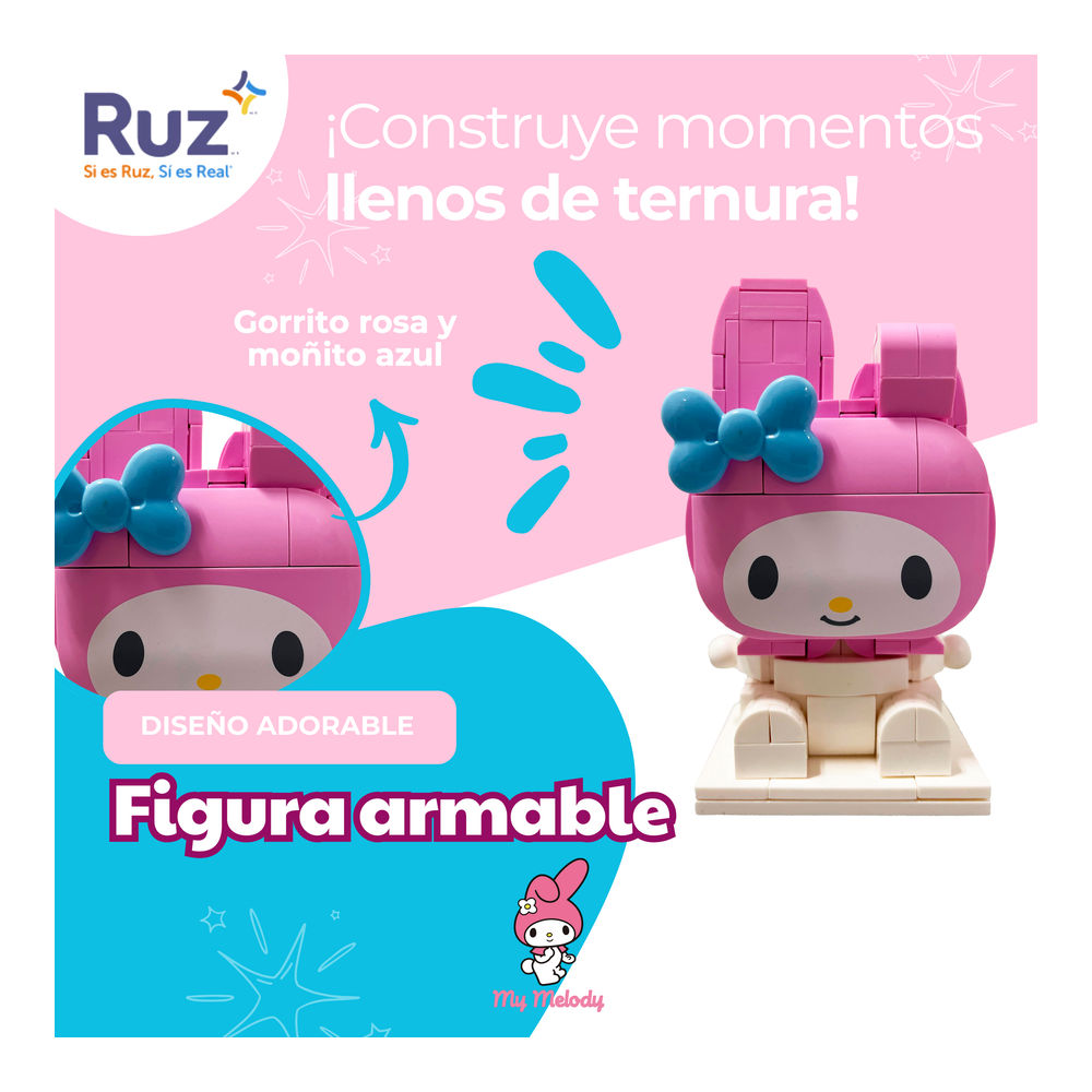 Foto 5 pulgar | Figura Armable Ruz Sanrio (melody 10 Cm Rosa)