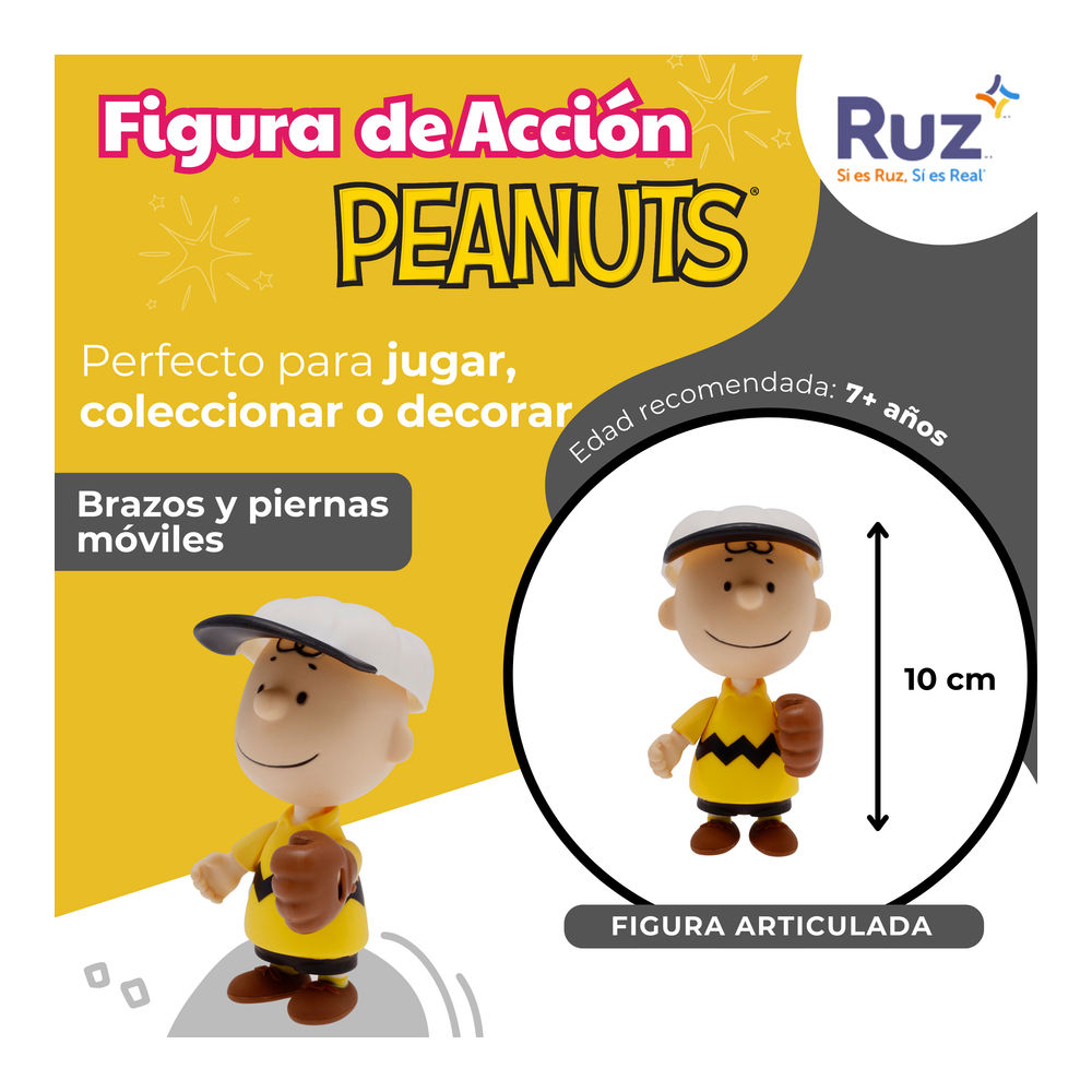 Foto 4 pulgar | Figura Articulada Ruz Peanuts Charlie Brown 10 cm Amarillo