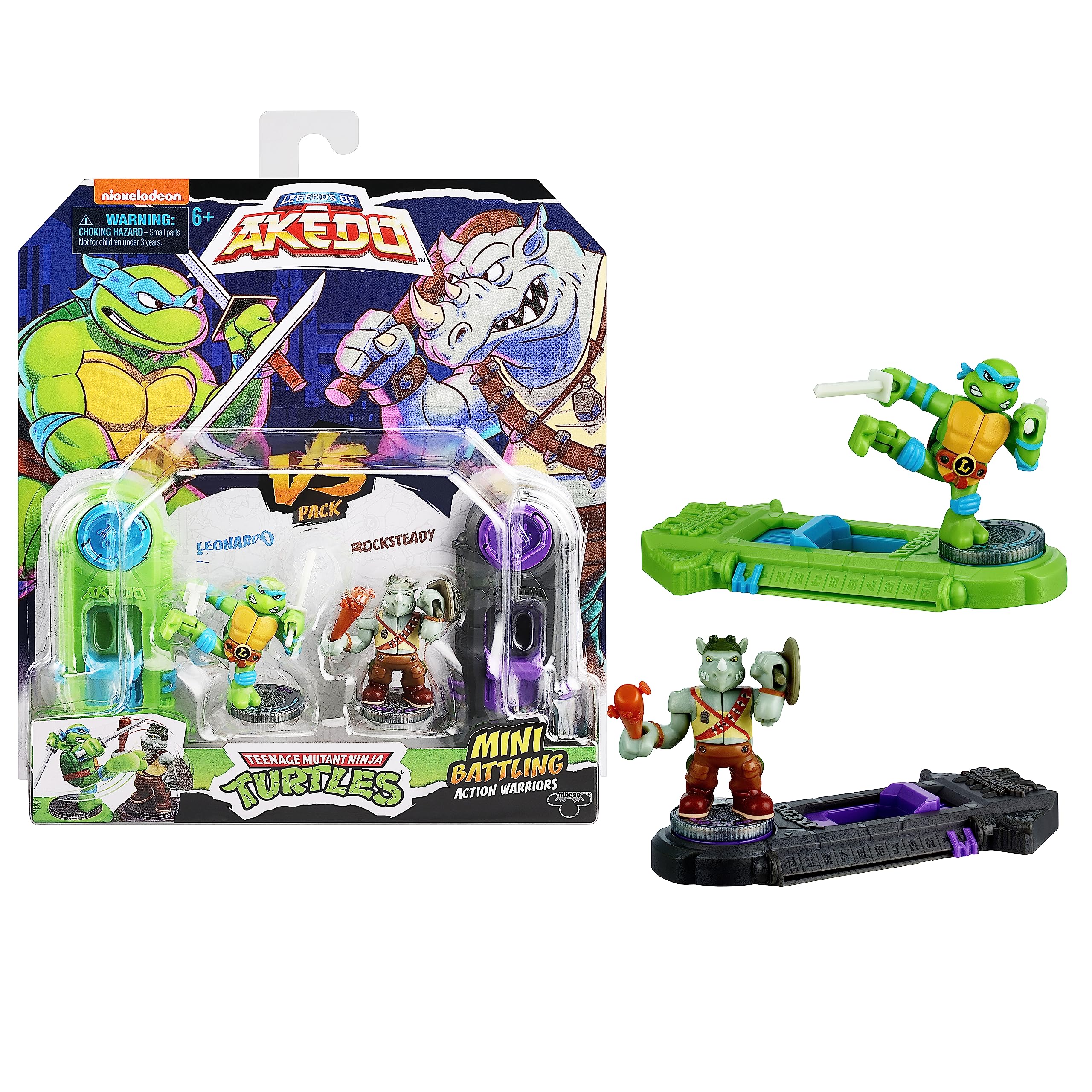 Figura De Acción Akedo Legends Of Akedo Teenage Mutant Ninja Turtles Leonardo Vs Rocksteady - Venta Internacional.