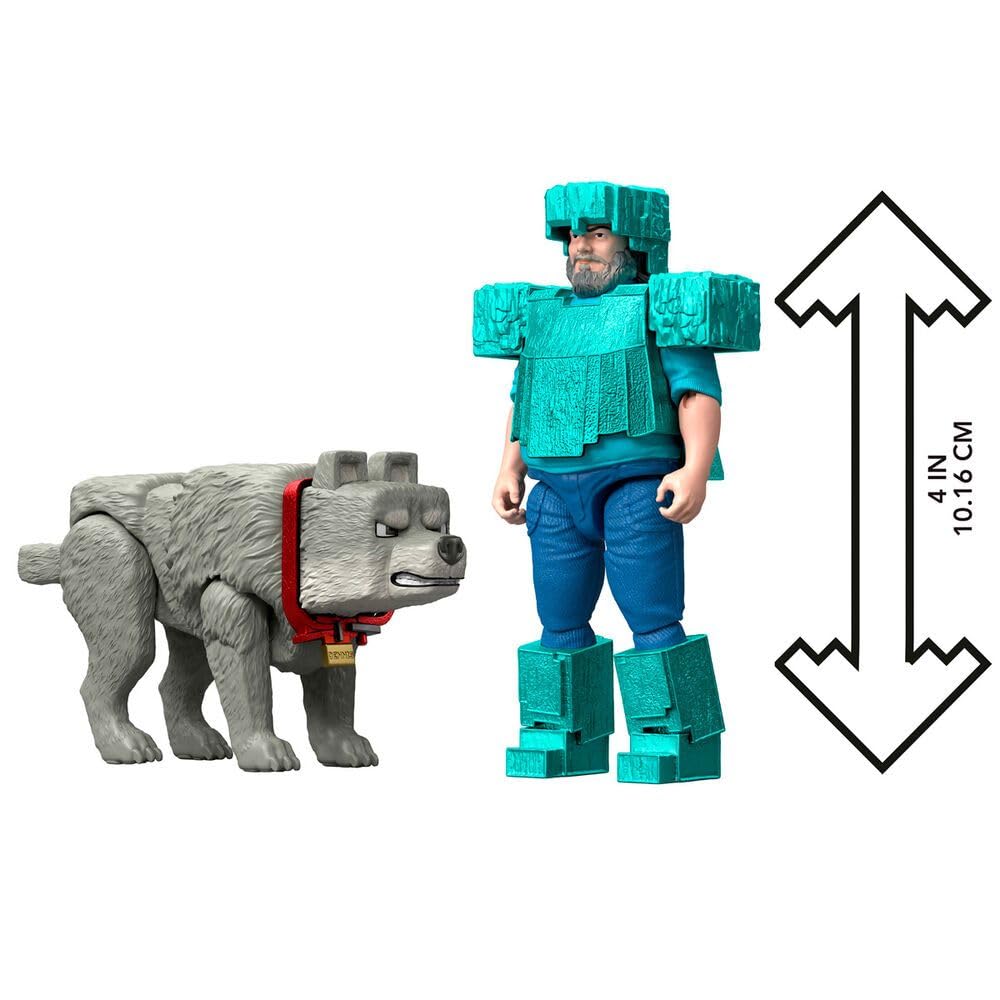 Foto 6 pulgar | Figura De Acción Mattel Minecraft Movie Steve Con Lobo De 4 Pulgadas - Venta Internacional.