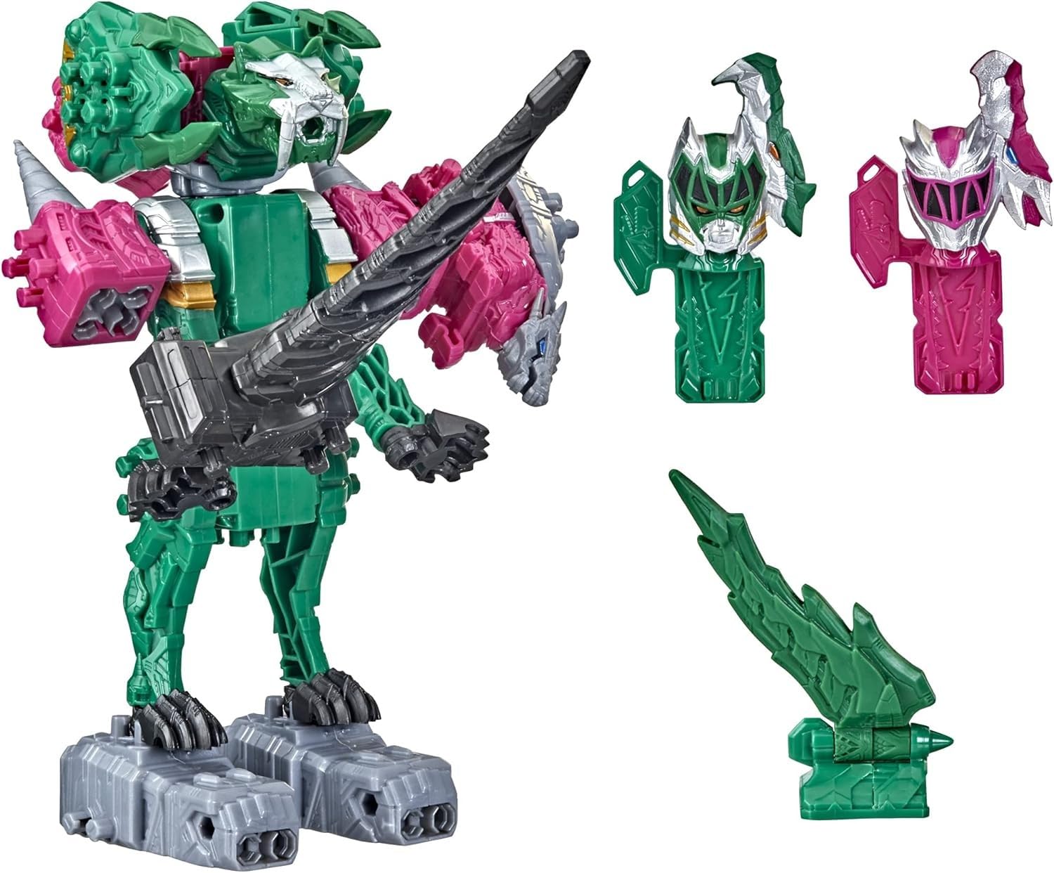 Foto 2 pulgar | Toy Power Rangers Dino Fury Pink Ankylo Hammer Y Green Tiger Claw Zord Para Niños A Partir De 4 Años - Venta Intern