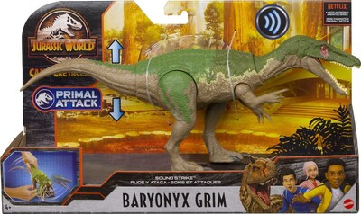 Foto 6 | Figura De Acción Jurassic World Baryonyx Grim Sound Strike - Venta Internacional.