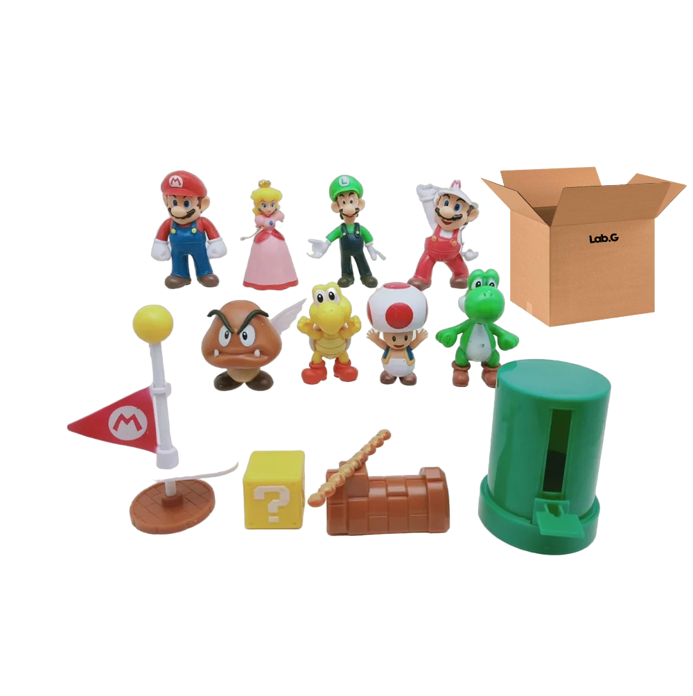 Foto 1 | Figuras Super Mario Bros Juguetes Coleccionables Lab.g 12 Piezas Multicolor