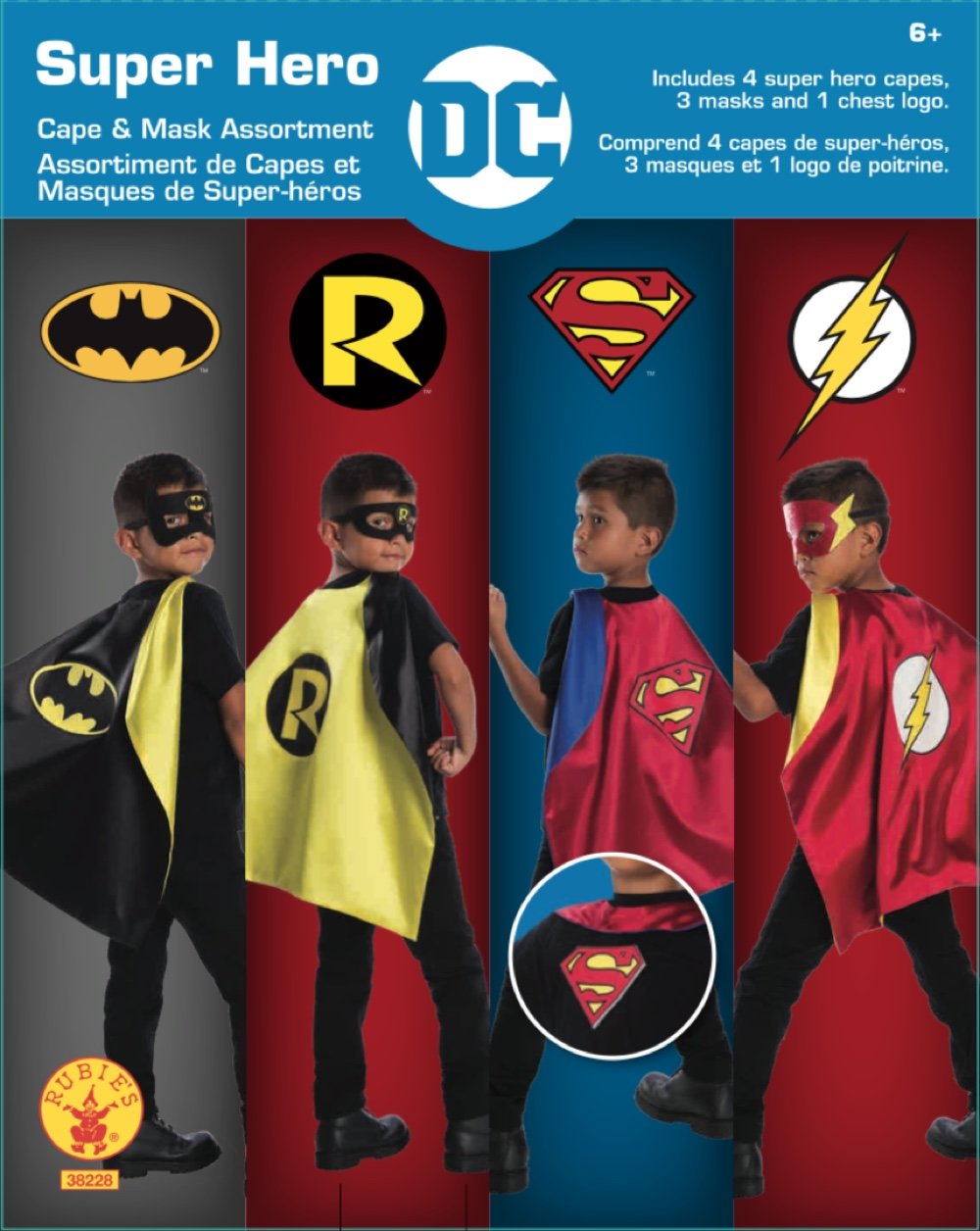 Foto 2 | Set De Capas De Superhéroe Rubie's Dc Comics, 4 Capas Y 3 Máscaras - Venta Internacional.