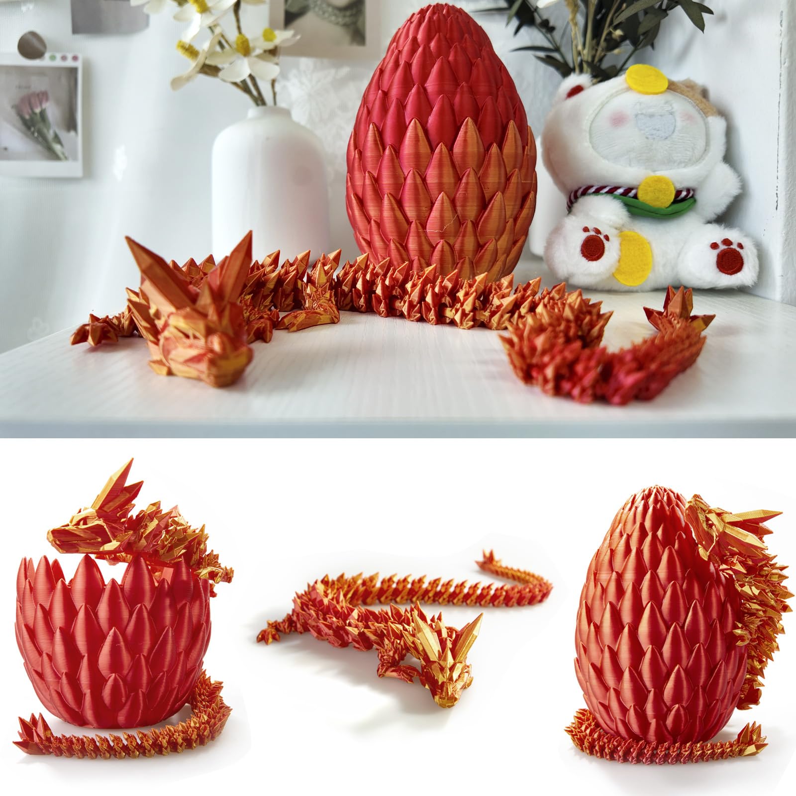 Foto 3 | Dragon Toy Fotn, Diseño De Dragón De Cristal Impreso En 3d Con Huevo De Dragón, 38 Cm - Venta Internacional.