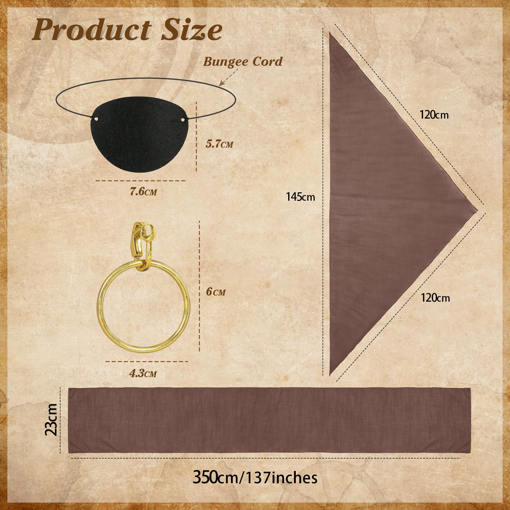 Foto 2 | Set De Accesorios Para Disfraz De Pirata Cicoci Para Hombre Y Mujer - Venta Internacional.