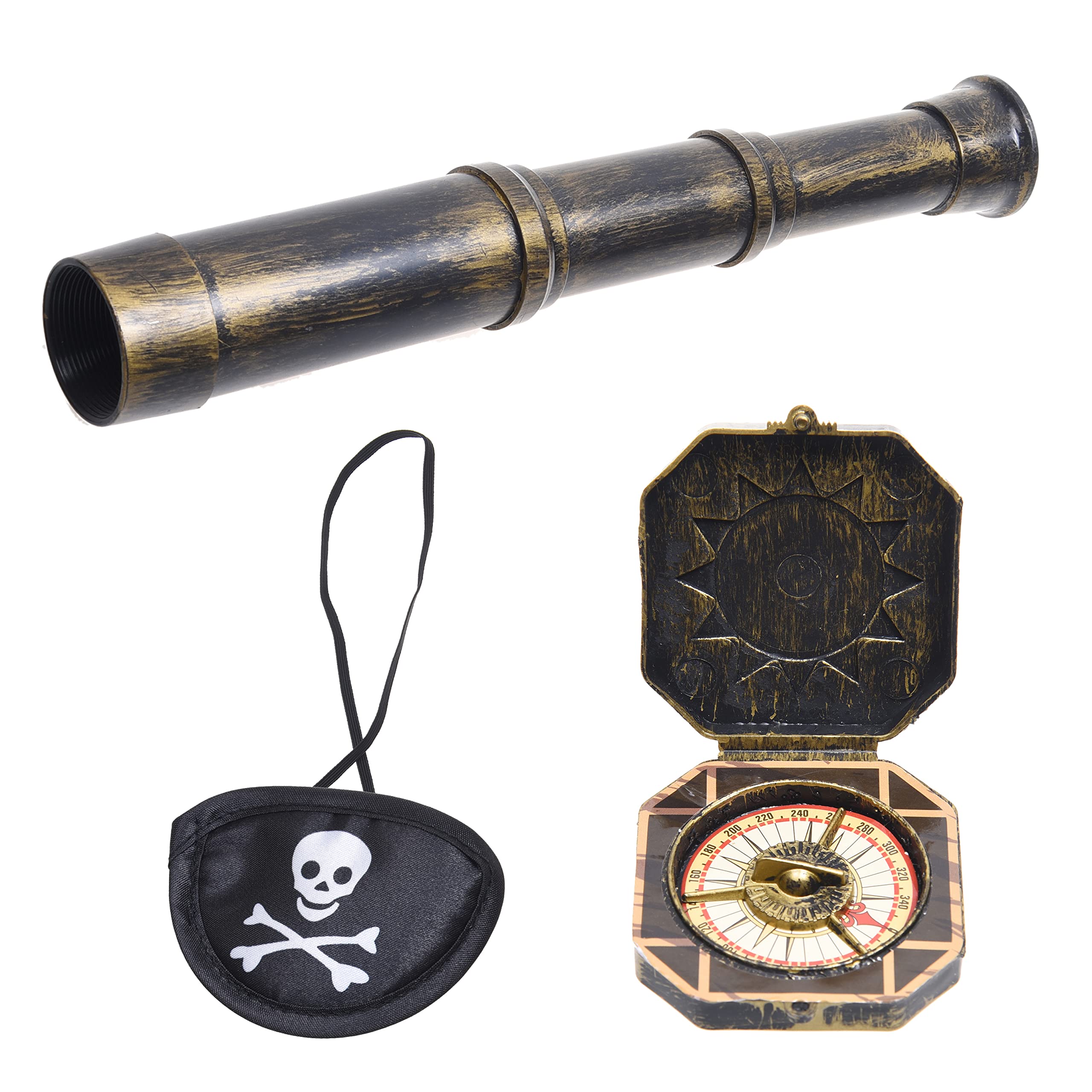Foto 1 | Set De Telescopio Y Brújula De Utilería Y Parche De Ojo De Pirata Para Cosplay - Venta Internacional.