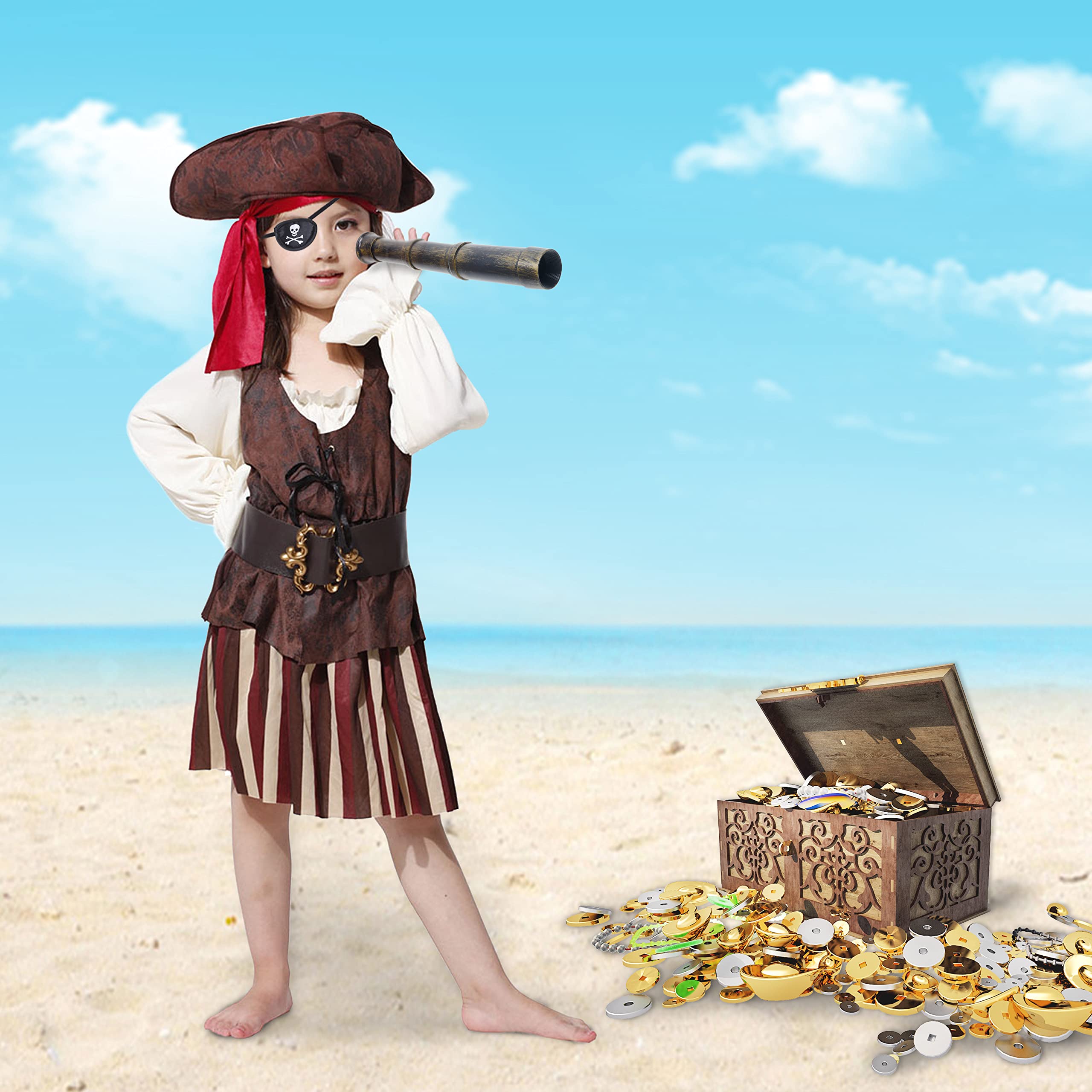 Foto 4 | Set De Telescopio Y Brújula De Utilería Y Parche De Ojo De Pirata Para Cosplay - Venta Internacional.