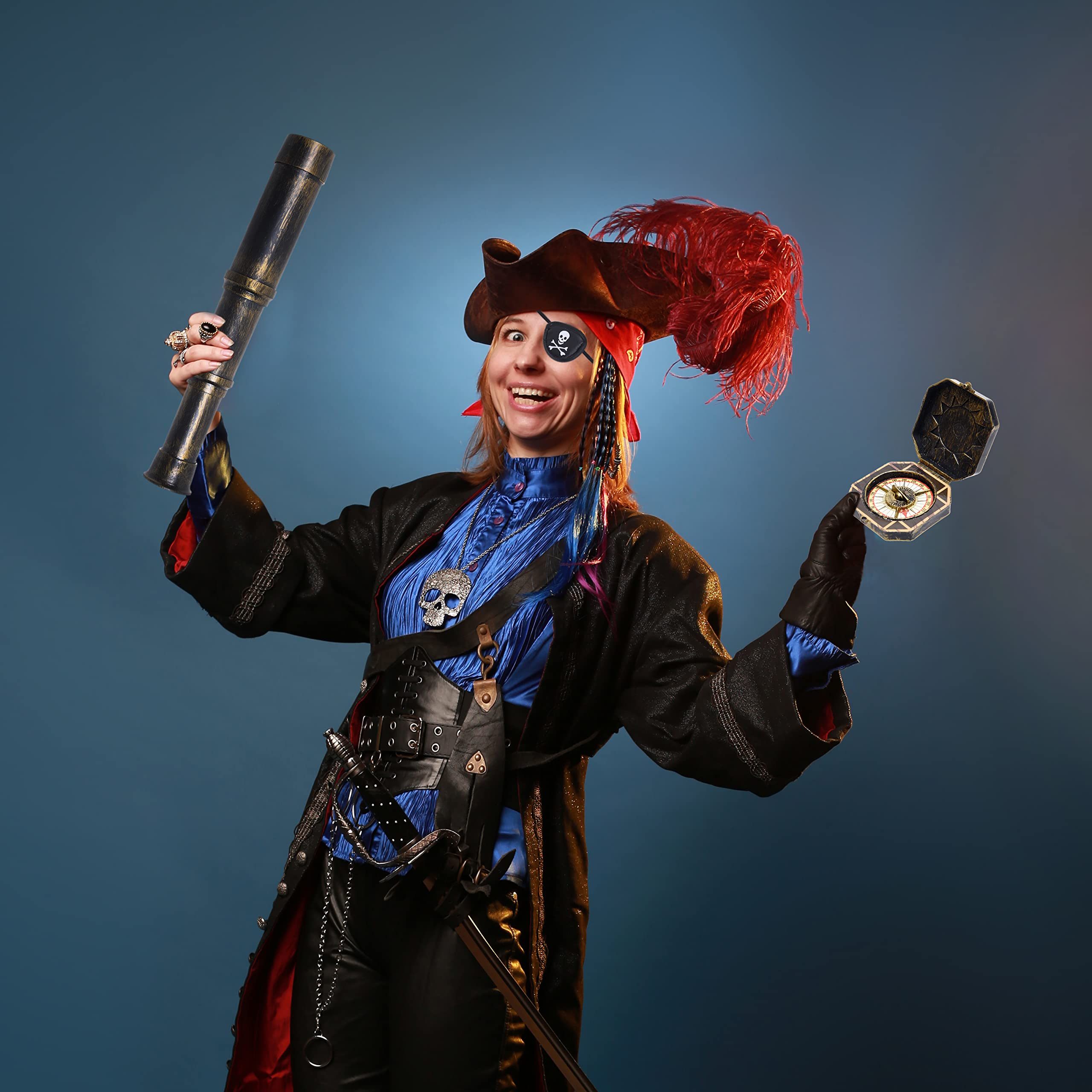 Foto 6 | Set De Telescopio Y Brújula De Utilería Y Parche De Ojo De Pirata Para Cosplay - Venta Internacional.