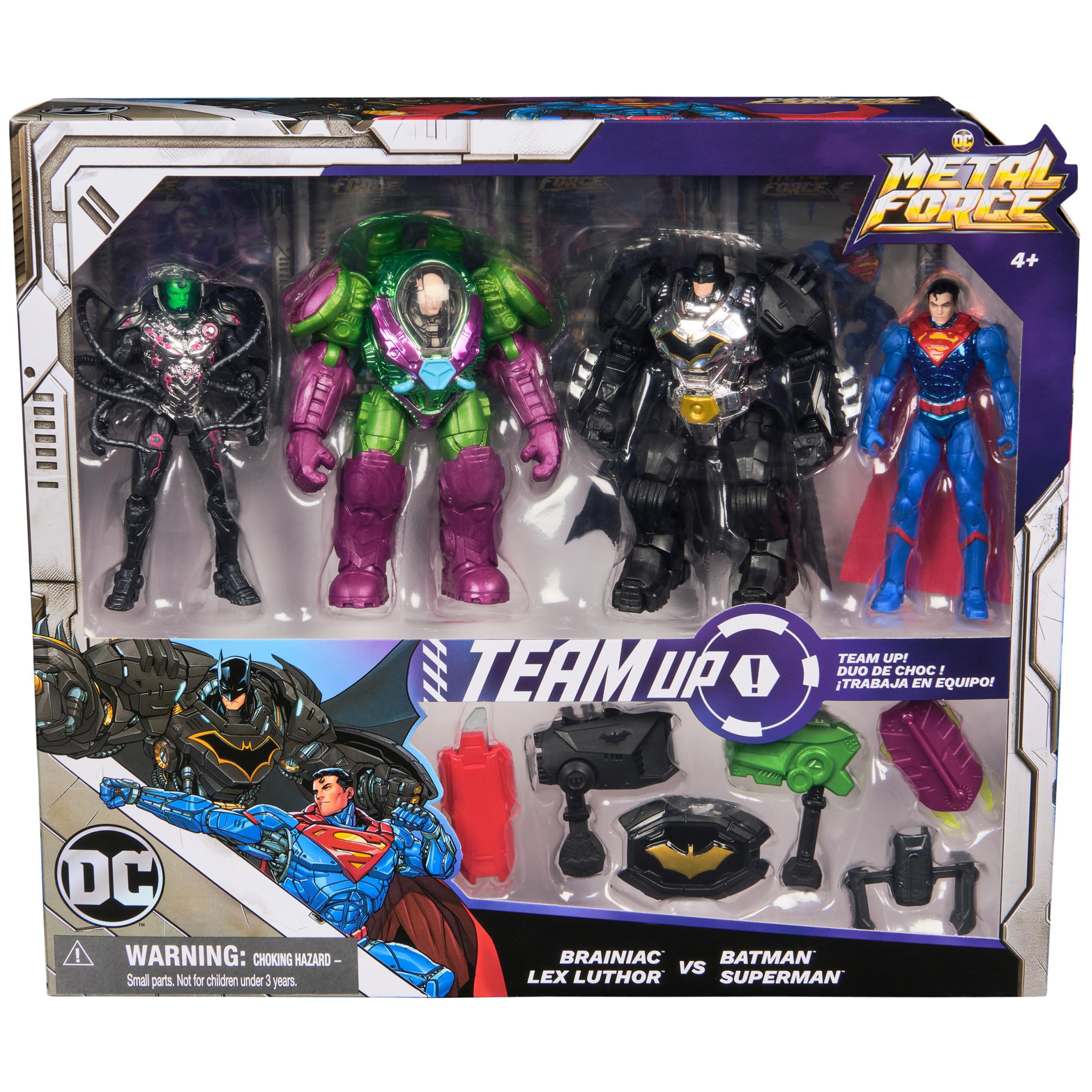 Foto 3 pulgar | Set De Figuras De Acción Dc Comics Metal Force Team Up De 10 Cm - Venta Internacional.